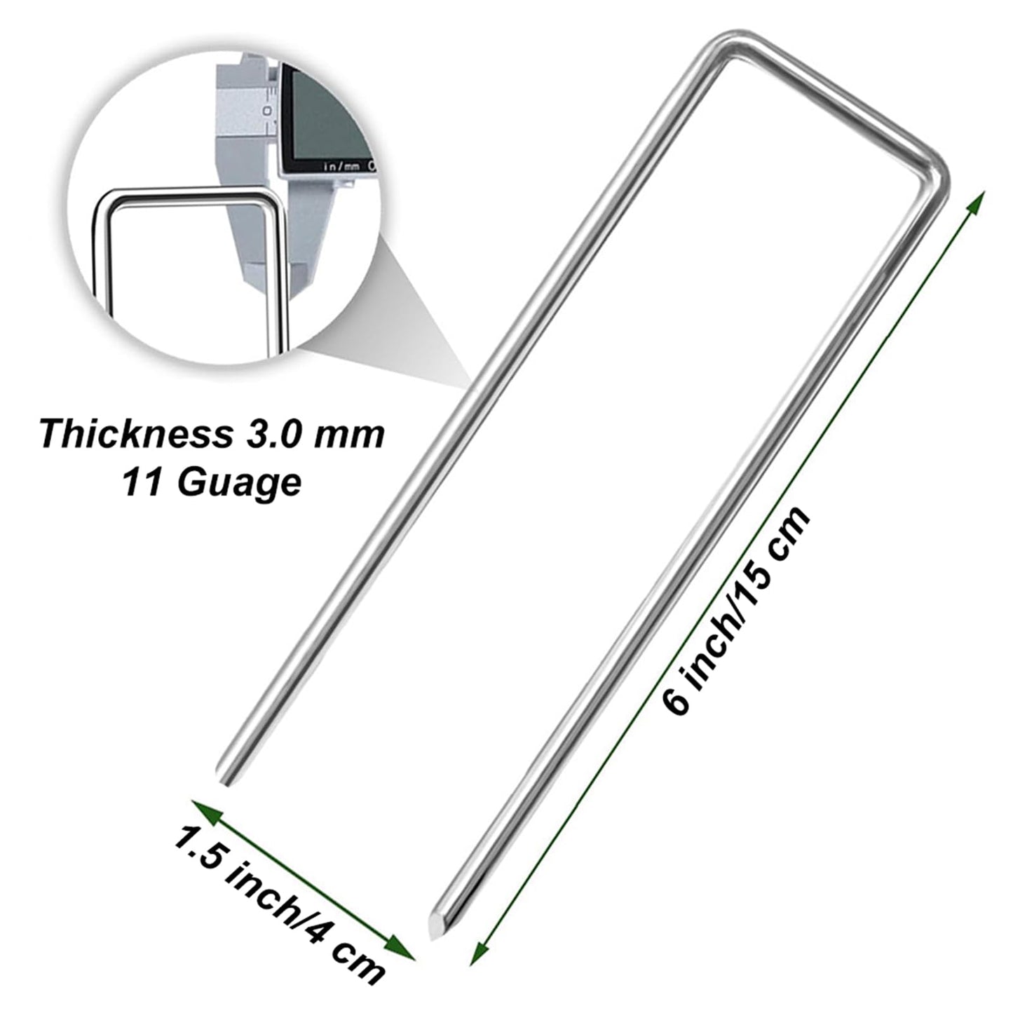 200 Pack Garden Stakes U-Shaped Tent Stakes, Galvanized Landscape Staples, 6 inch Ground Stakes for Landscaping Securing Weed Barrier Fabric, Irrigation Tubing, Holding Fence, Tarpaulin