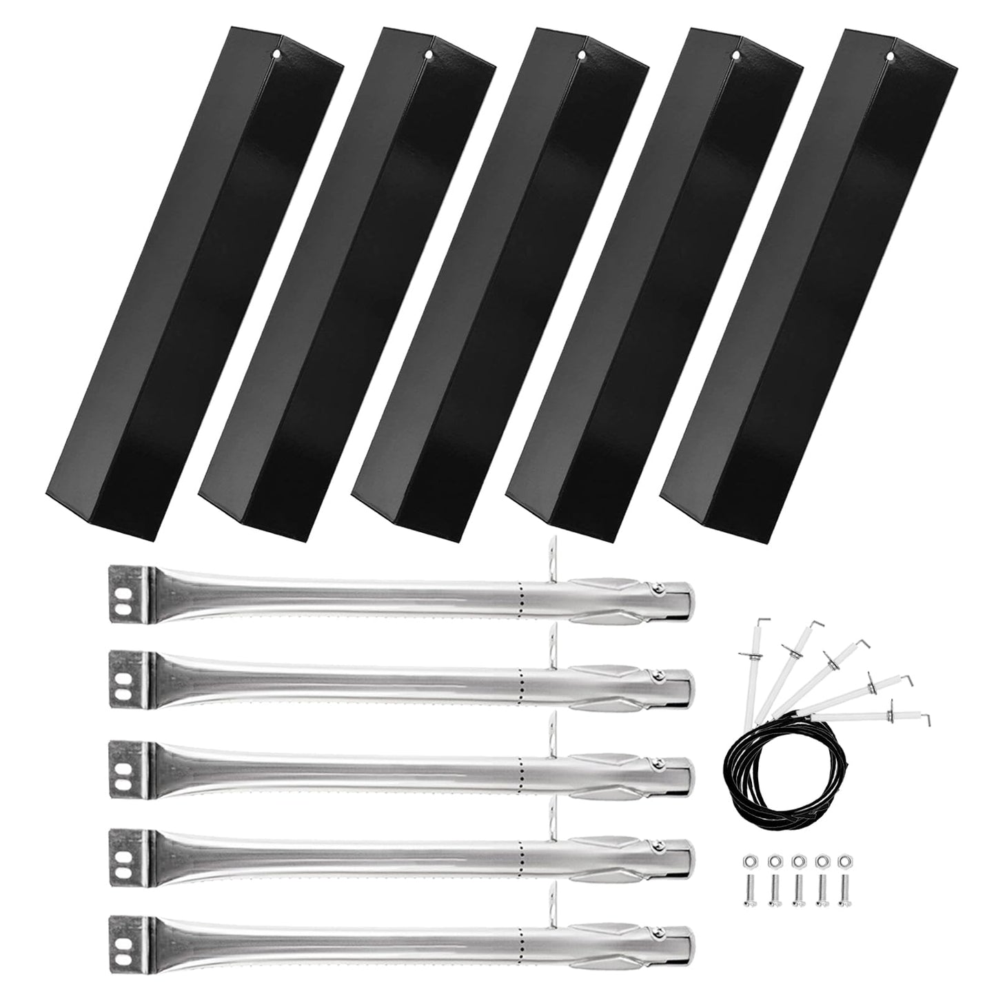 BBQration Grill Replacement Parts for Brinkmann 5-Burner 810-2511-S 810-2512-S 810-3660-S, Heat Shield and Burner Kit for Brinkmann Grill Replacement Parts 5-Burner 810-3660-S