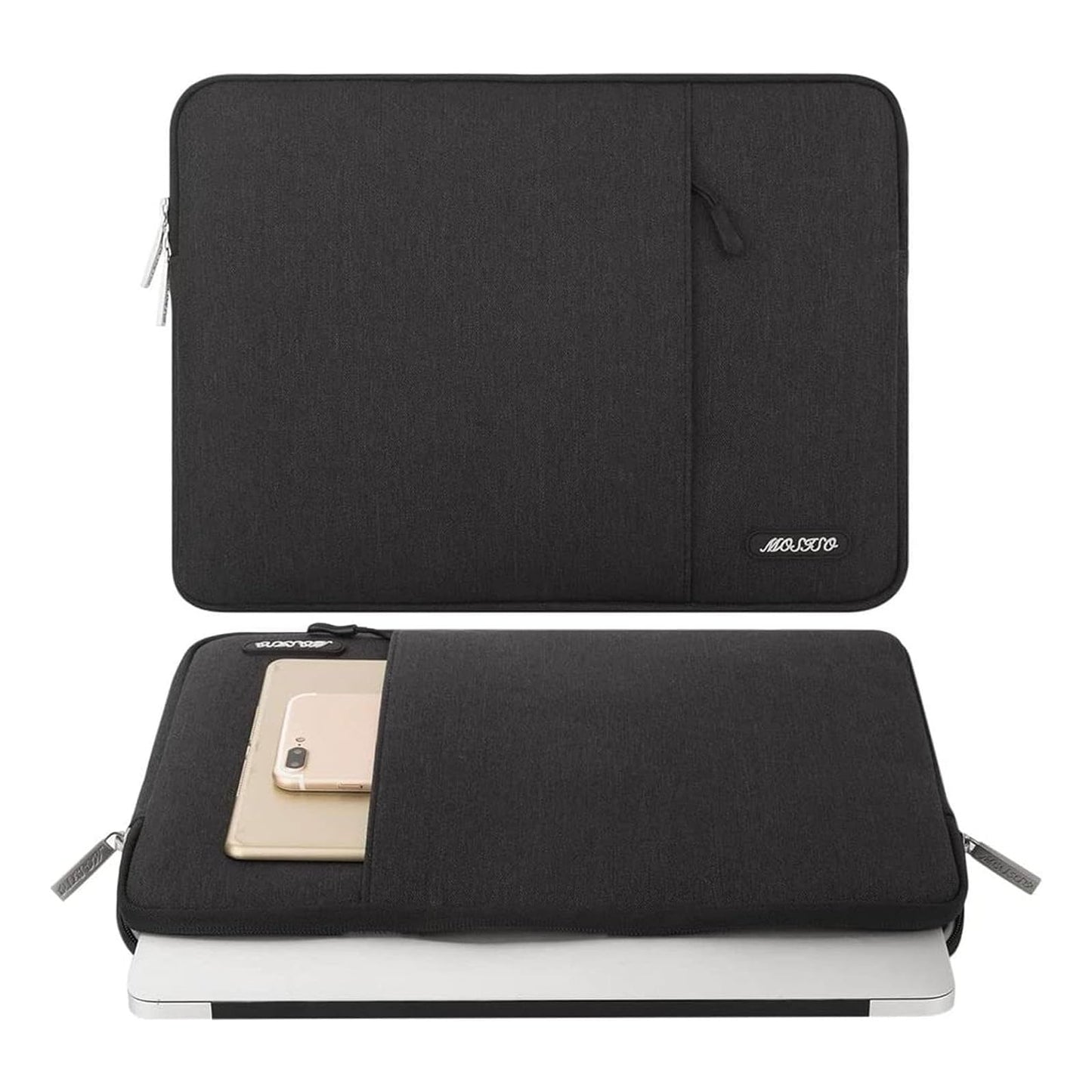MOSISO Laptop Sleeve Bag Compatible with Laptop 18 inch, Polyester Vertical Case with Pocket, Black