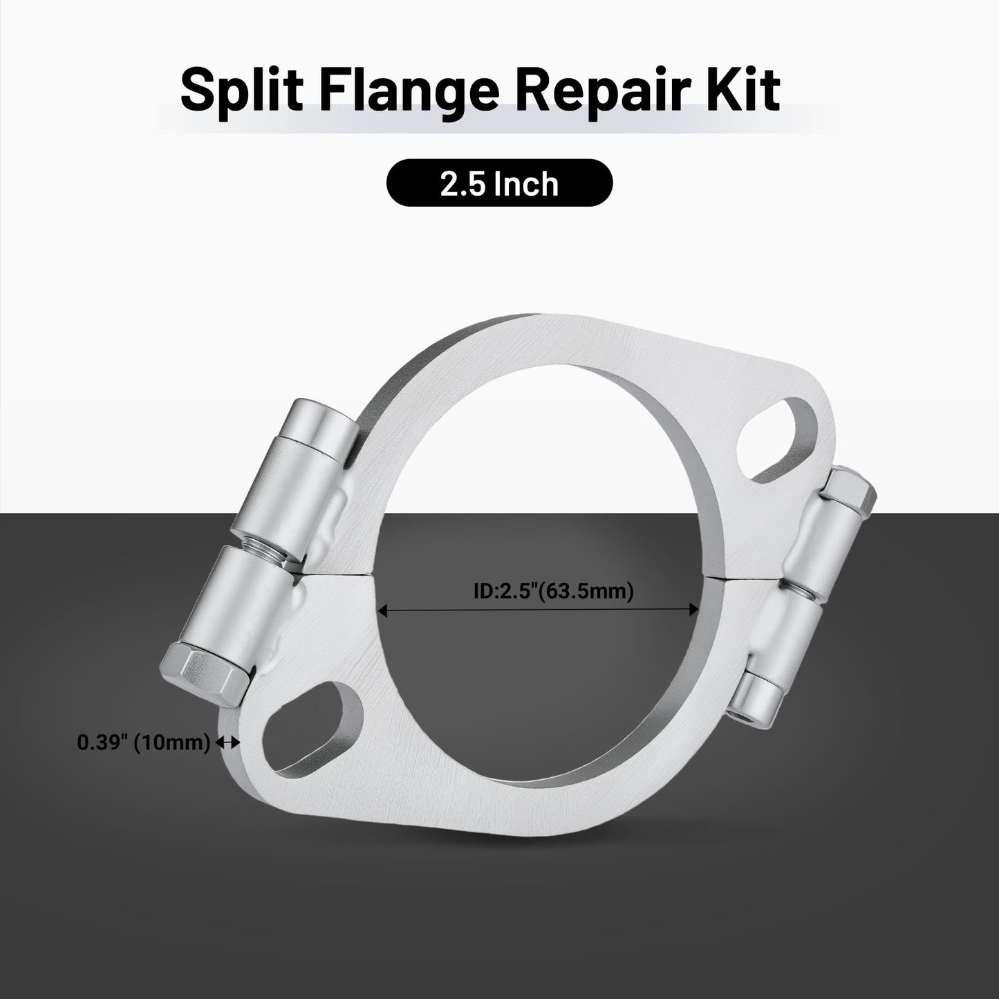 EVIL ENERGY 2.5 Inch Split Flange Repair Kit, Exhaust Flat Oval Flange Connection, Carbon Steel Exhaust Flange Replacement, 2 PCS