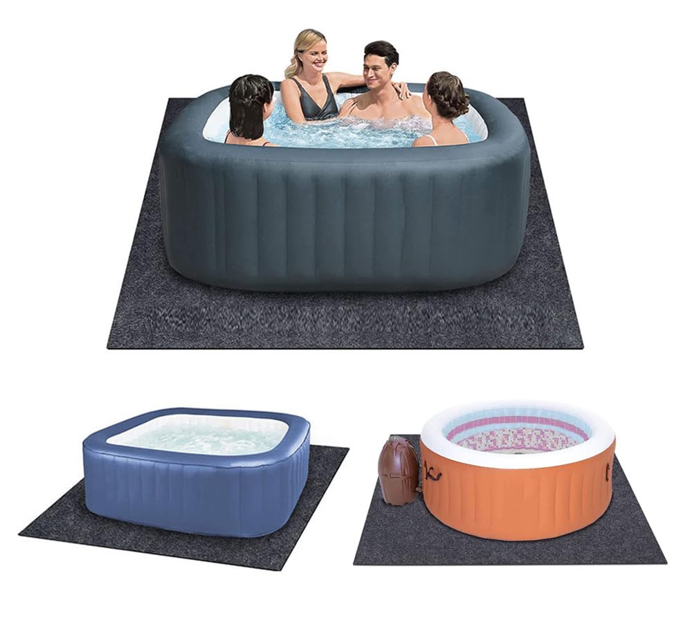 80 * 80 Inch Hot Tub Mat, Extra Large Floor Protector Pad for Inflatable Hot Cold Plunge Tub, Ice Bath Tubs Mat with Waterproof Slip-Proof Backing, Absorbent Mats for Spa Pool Ground Base