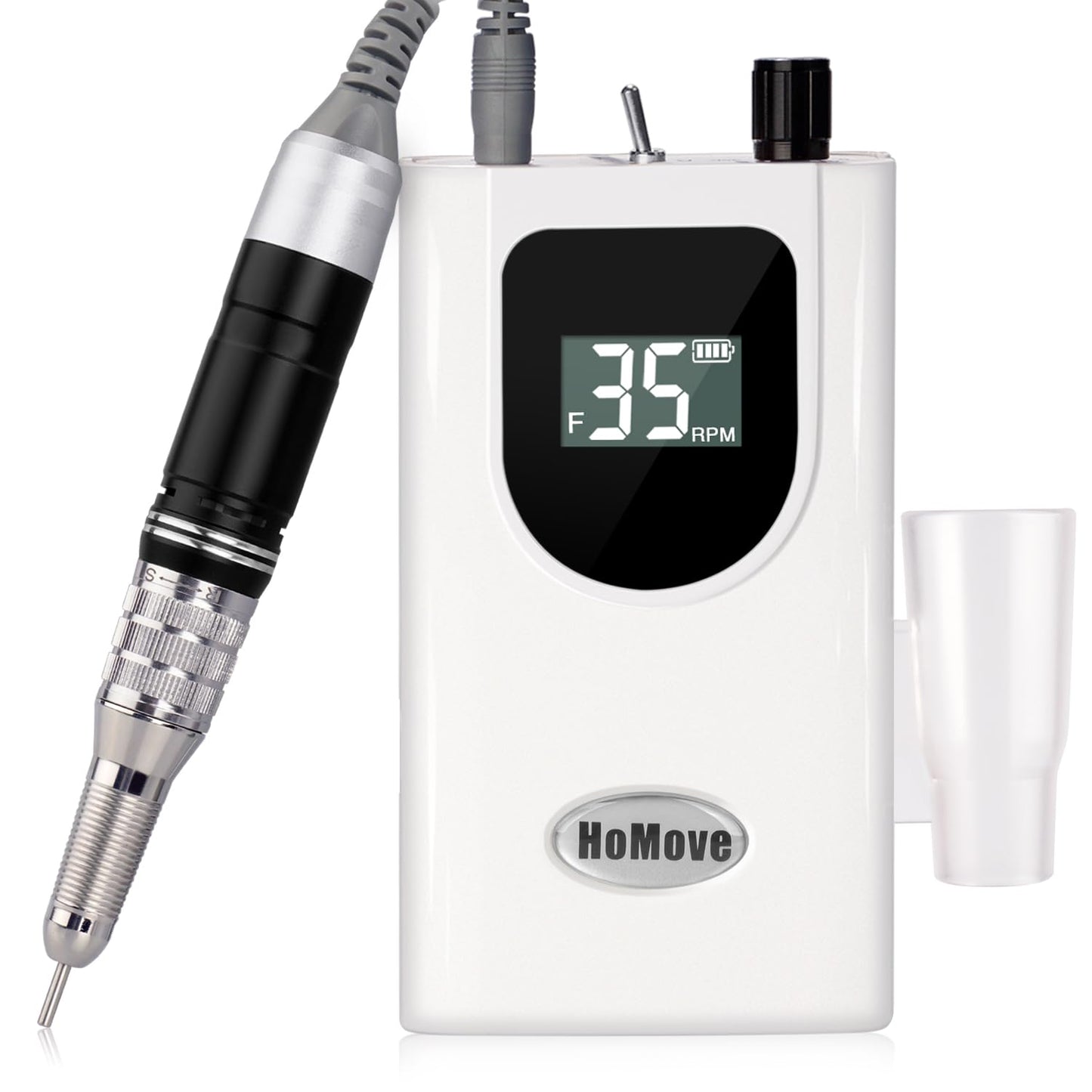 35000RPM Portable Nail Drill Machine, HoMove Professional Rechargeable Efile Nail Drill, Low Heat Electric Nail File for Acrylic Nail Natural Extension Poly Nail Gel