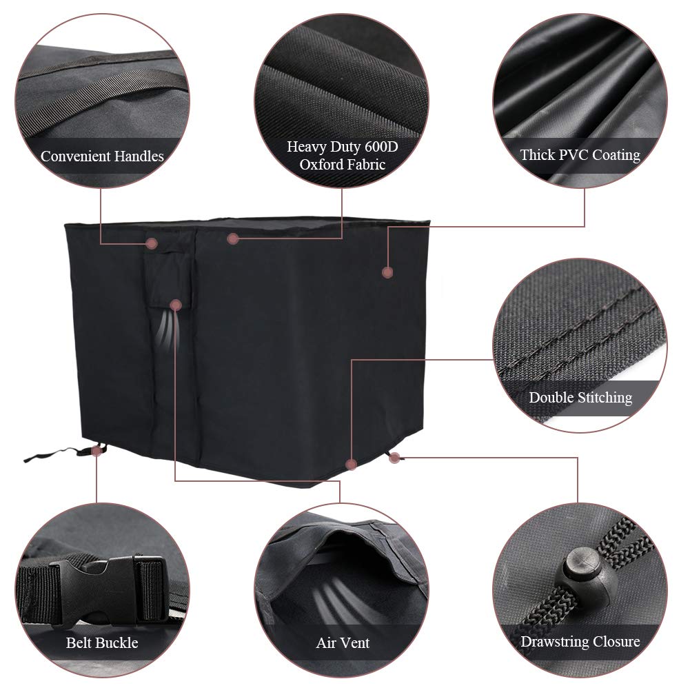 TwoPone Fire Pit Cover Square - Waterproof Windproof Anti-UV Heavy Duty Gas Fire Pit Cover, 32 Inch Patio Fire Table Cover