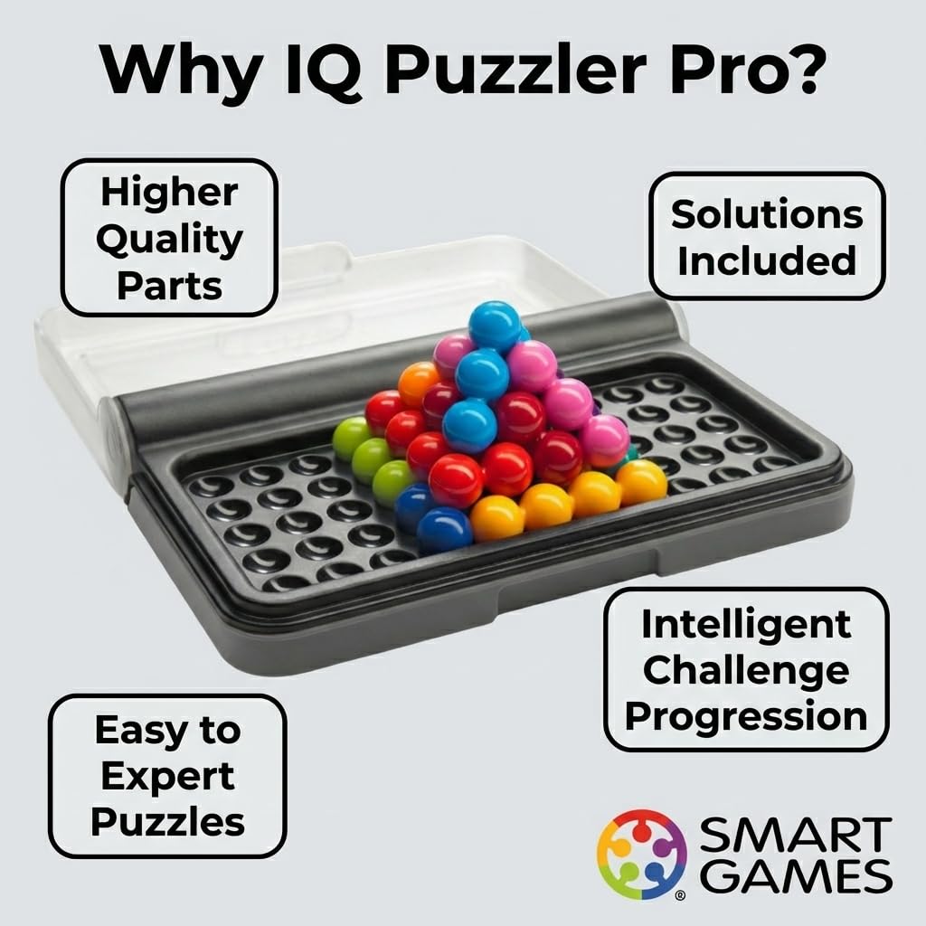 SmartGames - IQ-Puzzle-Pro - Educational Brainstorming - Multi-Level Strategy Game and Skill Building - Logic and Thinking Game - 6 Years + - 1 Player - Multilanguage - 518587.