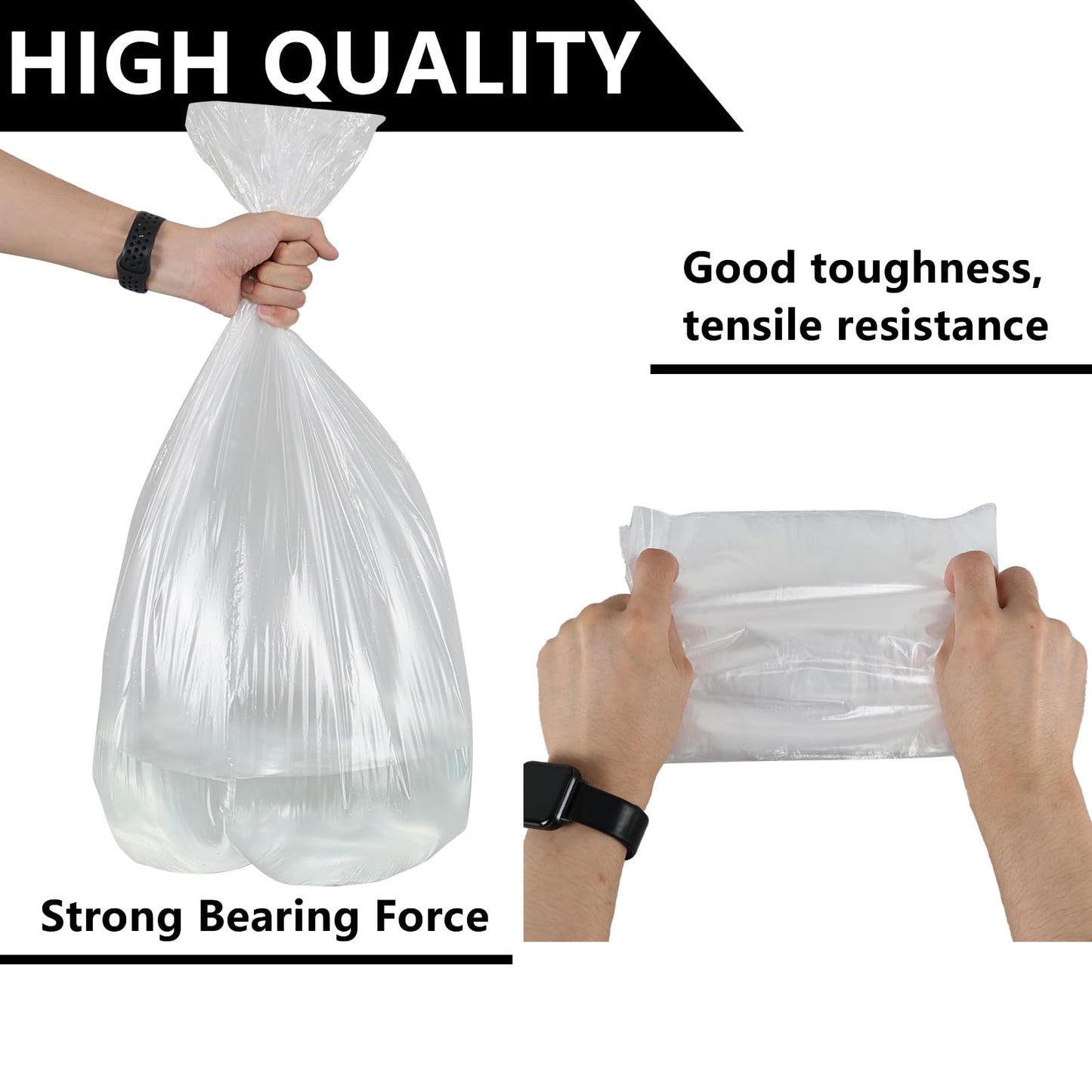 Ortodayes 13 Gallon Clear Garbage Bags, Large Kitchen Garbage Bags, 200 Count/8 Rolls