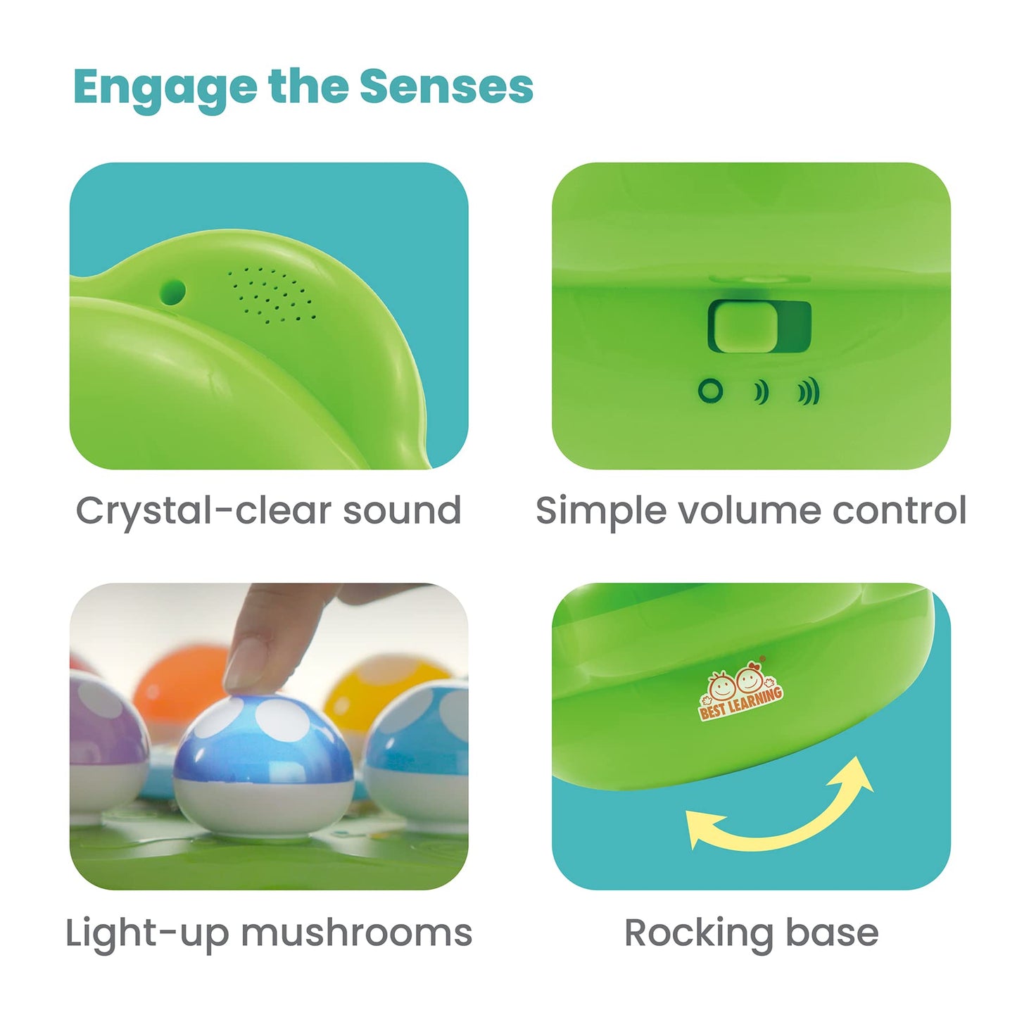 BEST LEARNING Mushroom Garden - Interactive Educational Light-Up Toddler Toys for 1 to 3 Years Old Infants & Toddlers - Colors, Numbers, Games & Music for Kids