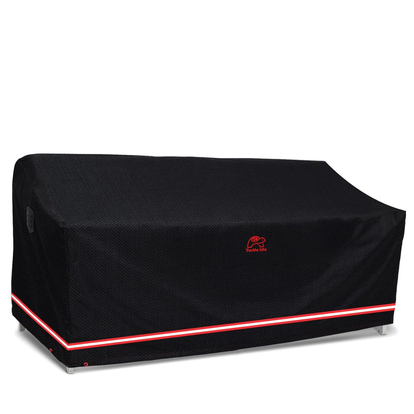 Turtle Life Patio Sofa Cover, Outdoor Heavy Duty Durable UV Water Resistant Anti-Fading Loveseat Cover with 2 Upgrade Air Vent and 2 Buckle, Black, 60" W x 35" D x 35" H