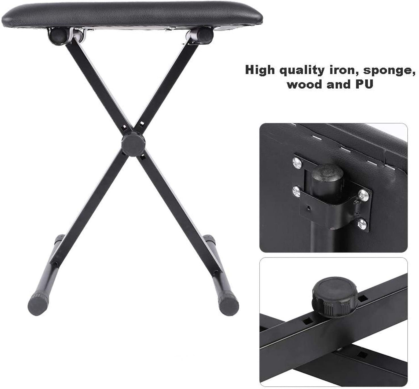 Adjustable Padded Piano Keyboard Bench Seat, Folding Design for Beginner Professionals (Type 1)