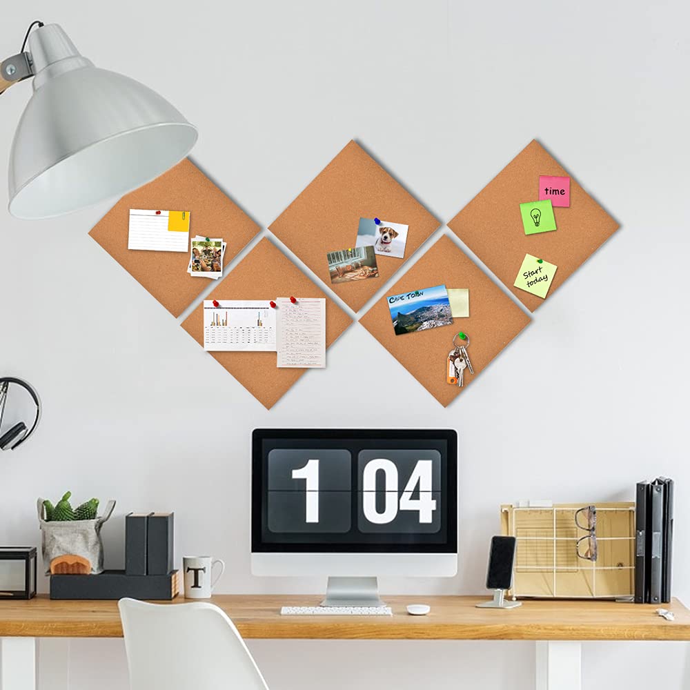 YCCYYCCY Self-Adhesive Cork Borad, 12mm Thick Cork Boards for Walls, 9 Pack Bulletin Board, Cork Board Tiles for Office, Home, School (12MM, 12"*12"-9P)