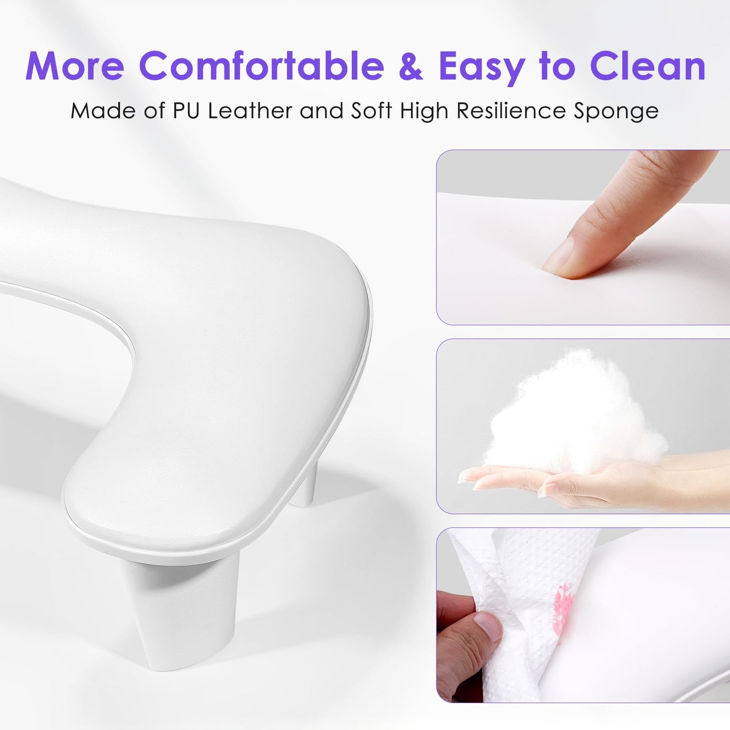 Arm Rest for Nails Tech: U-Shaped Manicure Nail Arm Rest Stand Big White Armrest Microfiber PU Leather Hand Rest Pillow for Acrylic Nail Cushion