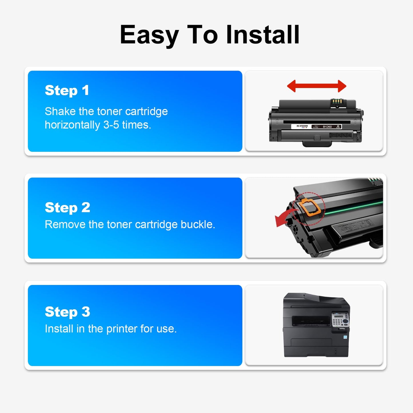 HI-VISION HI-YIELDS Compatible Toner Cartridge Replacement for Dell 1260 Dell 331-7328 RWXNT Used for Dell B1260dn B1260 B1265dn B1265dnf B1265dfw Series Printers (2 Black)