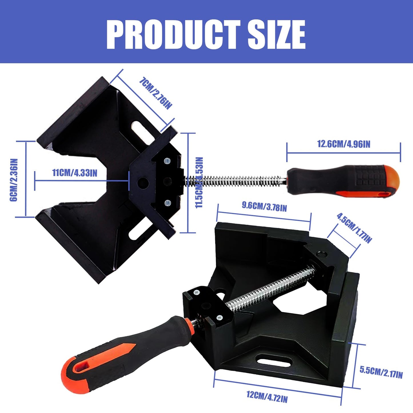 Corner Clamp 4pcs 90 Degree Right Angle Clamp with Adjustable Aluminum Alloy Swing Jaw, Single Handle Clamps for Woodworking, Photo Framing, Gifts for Men Dad