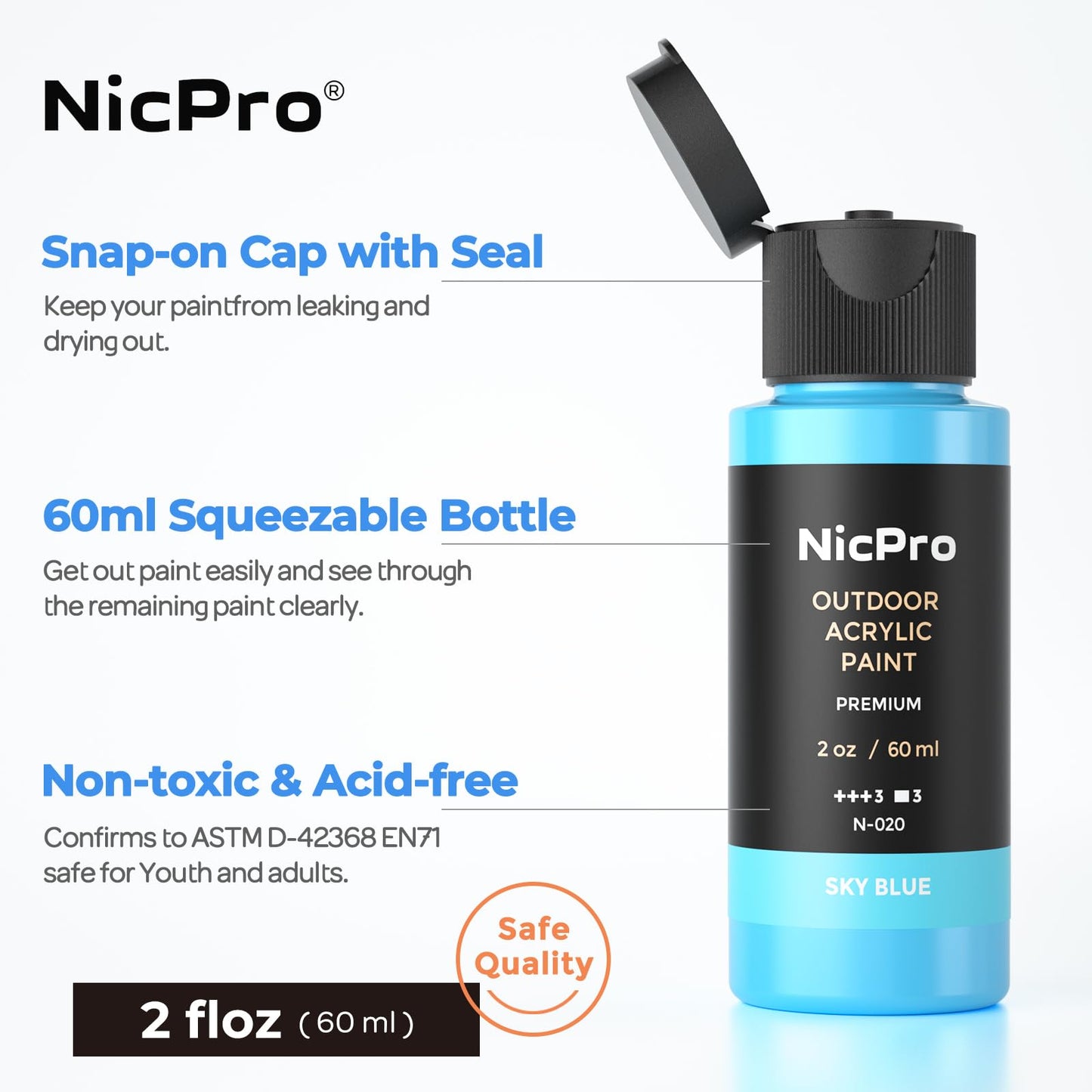 Nicpro 32 Colors Outdoor Acrylic Paint Bulk with Brush and Sponge, Knife, Non-Toxic Exterior Art Paint for Multi-surface Rock, Wood, Fabric, Leather, Ceramic, Canvas, Metal, Shoes and Wall Painting