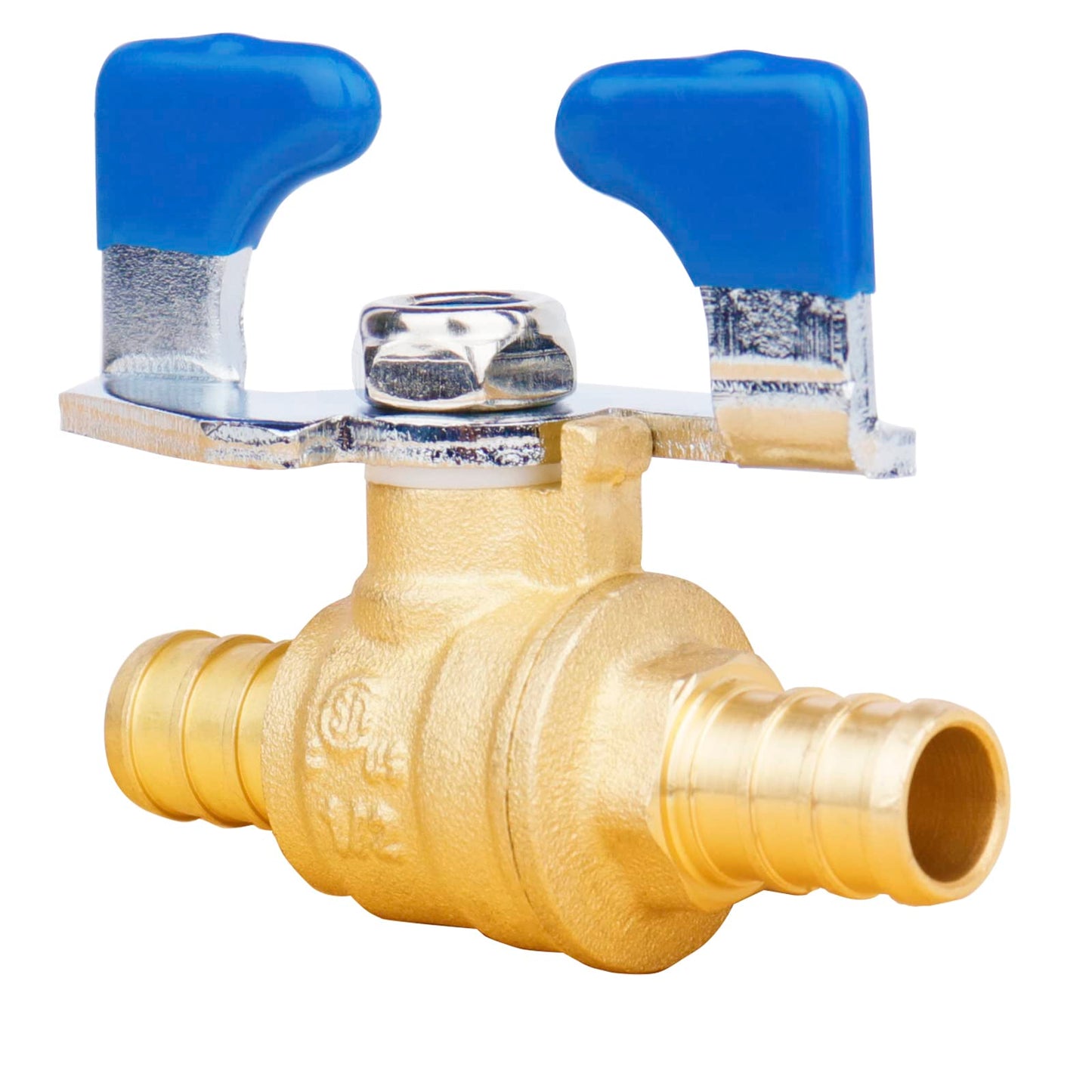 WHK 10 PCS Pex Ball Valve 1/2 Inch PEX Brass Full Port Shut Off Ball Valves,Pex Shutoff Valve 1/2" Pex Barb Water Sink Ball Valve with 1/4 Turn Red and Bule Handle(Lead-Free Brass) (10)