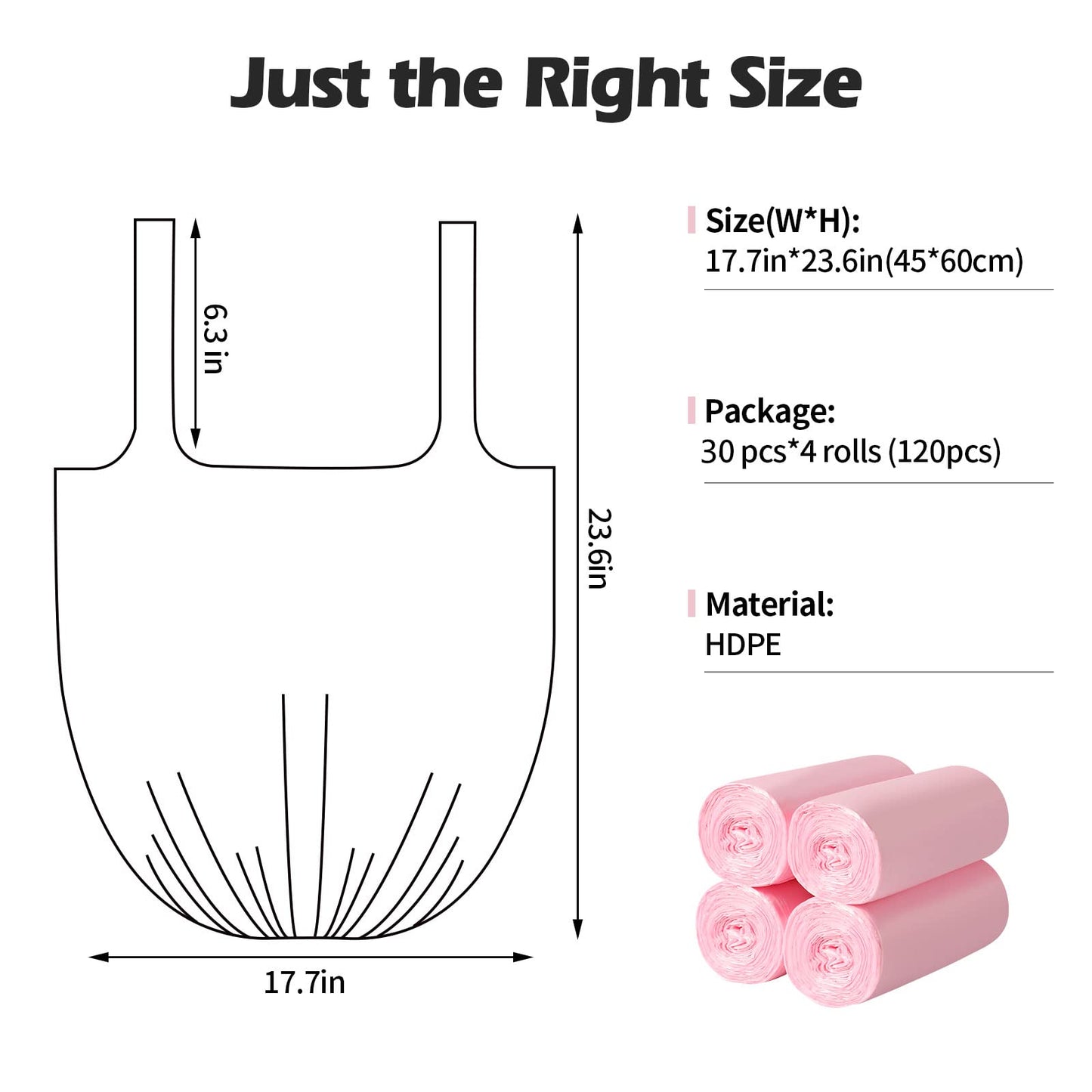 2-4 Gallon Portable Trash Bags,120 Counts Thicken portable Small Garbage Bags for Office, Kitchen,Bedroom Trash Can,Strong Trash Bags（Pink）