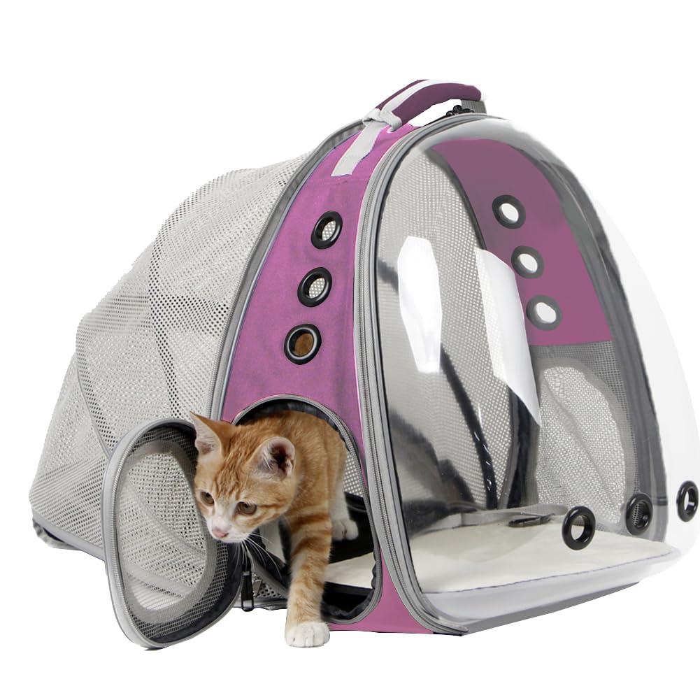Expandable Cat Backpack, Space Capsule Bubble Transparent Clear Pet Carrier for Small Dog, Pet Carrying Hiking Traveling Backpack