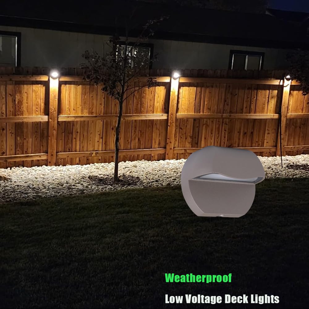 Leelands Outdoor Deck Lights LED Landscape Lighting Low Voltage 12V AC/DC Cast Aluminum Patio Post Step Lights Fence Retaining Wall Mounting Light Warm White Textured Bronze Finish Pack of 2
