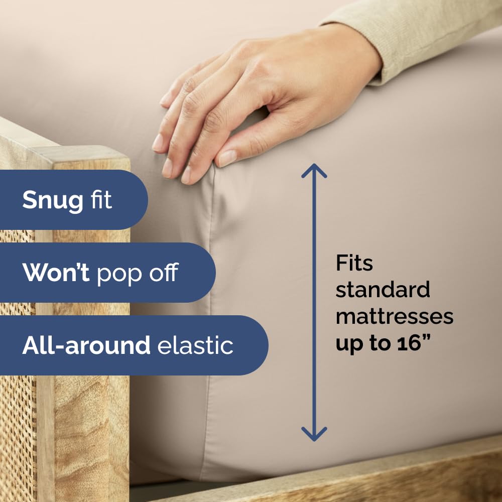 King Fitted Bed Sheet - Bottom Single Fitted Sheet Only - Ultra-Soft Hotel Luxury Bedding w/ 8-16 Inch Deep Pockets - Breathable, Cooling & Wrinkle Free - Easy-Care, Fade & Shrink Resistant - Wheat