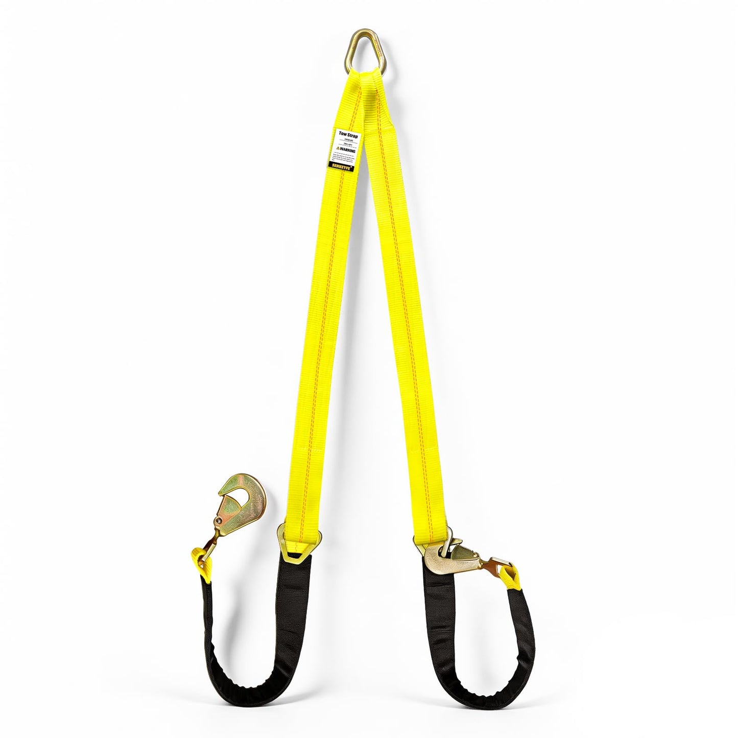 SENKEYFE Axle V-Bridle Tow Strap, 2" x 6' Axle Tie Down Straps 4700LBS, with Snap Hooks Cordura Sleeve and Axle Straps, D Ring Middle, ATV Car Truck Recovery Tow Trailer Strap
