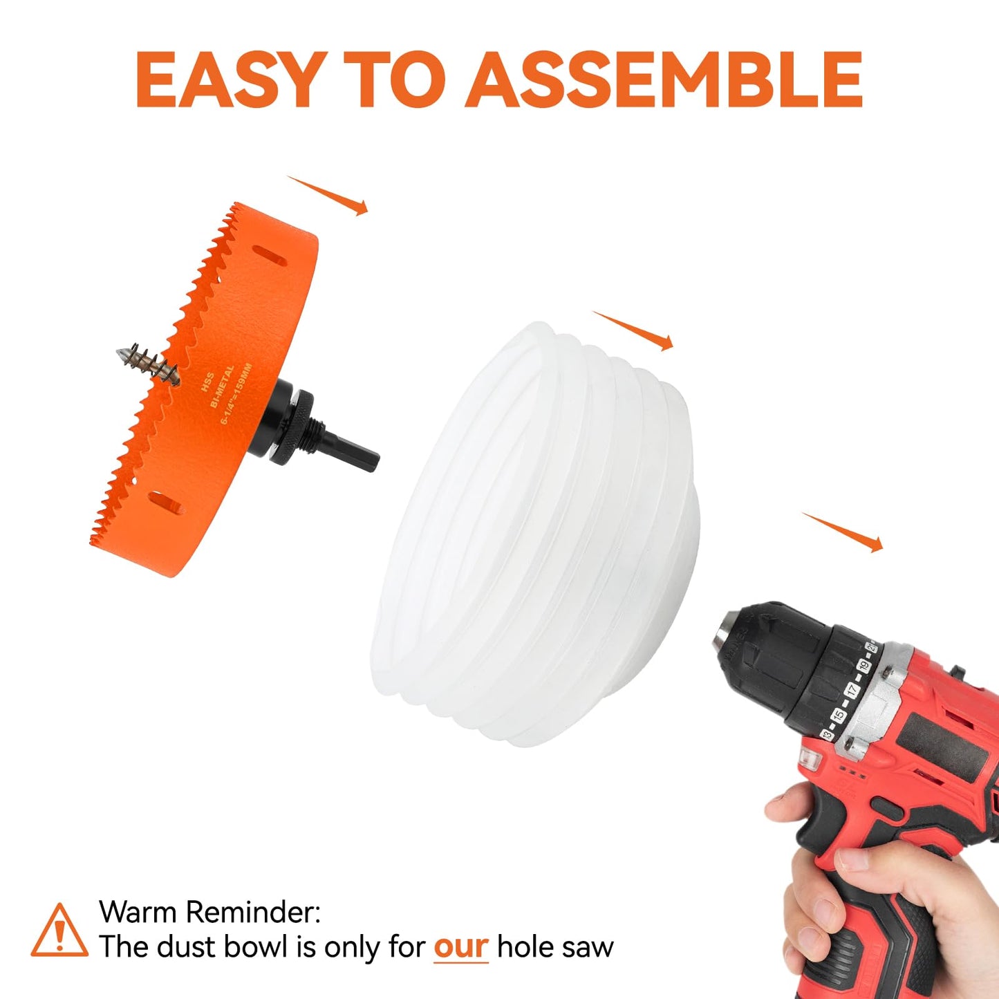 6 1/4 Inch & 4 1/4 Inch Hole Saw for Recessed Lights, 159mm & 108mm Hole Saw with Dust Bowl Catcher for 6 Inch Led Recessed Lighting 4 Inch, Bi-Metal Wood Drywall Hole Cutter