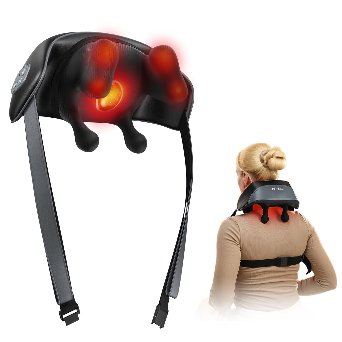 BOB AND BRAD Cordless Neck Shoulder Massager Neck Back Massager Pillow for Neck, Back, Gifts for Men Women Mom Dad