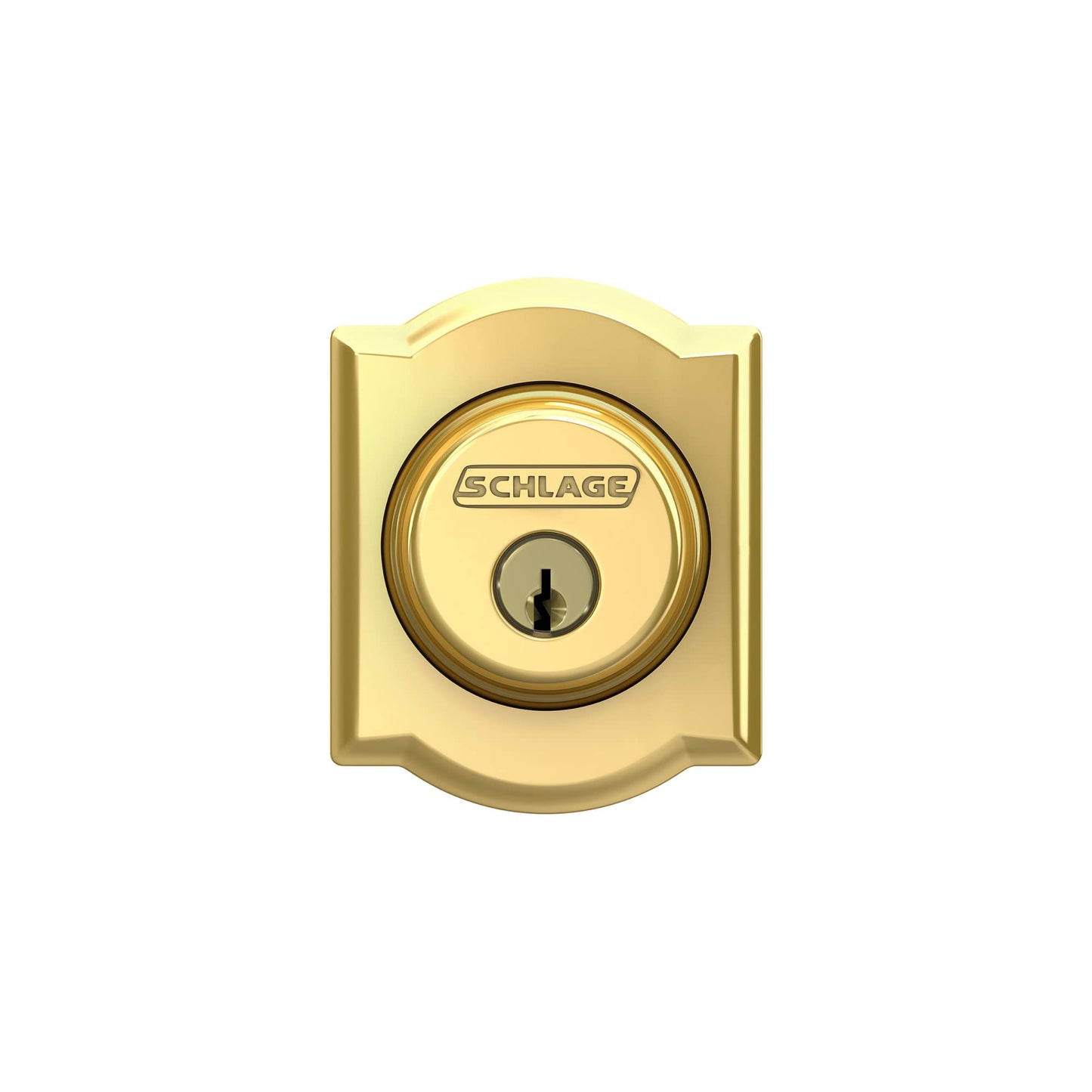 Schlage B60N CAM 605 Camelot Single Cylinder Deadbolt, Bright Brass