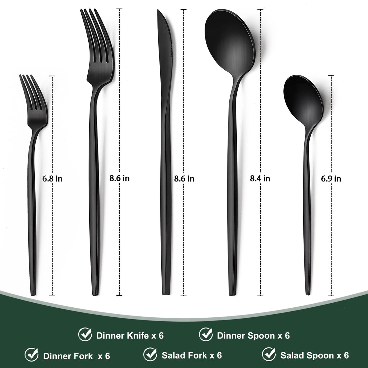Matte Black Silverware Set 30 Piece, Wildone Stainless Steel Flatware Set Service for 6, Cutlery Utensil Sets for Home Restaurant, Include Knife Fork Spoon Set, Dishwasher Safe
