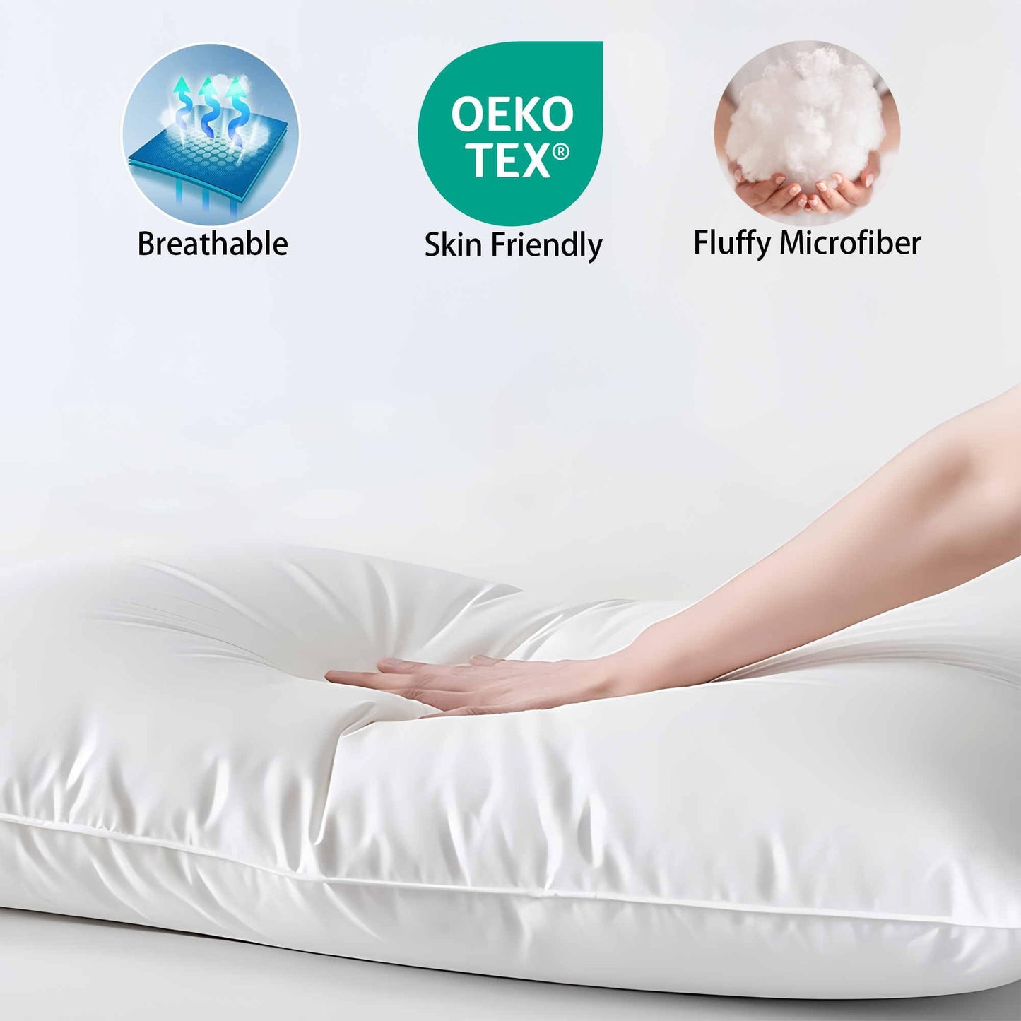 Thin Flat Slim Ultra Soft Bed Pillows Standard Size Set of 2 Pack for Sleeping, Bed Pillow for Stomach Back and Side Sleepers, Machine Washable 20x26 inches White