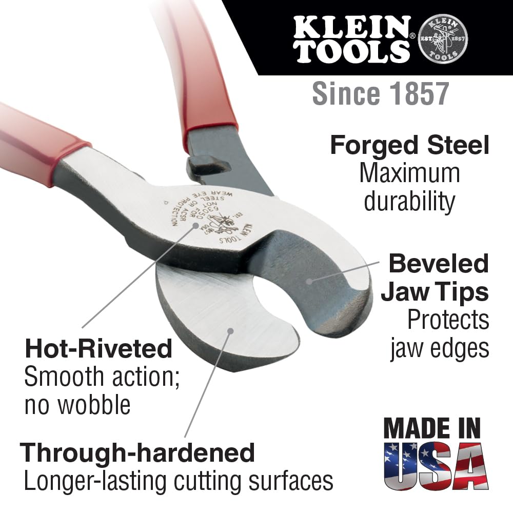Klein Tools 63050 Cable Cutter, Heavy Duty Cutter for Aluminum, Copper, and Communications Cable