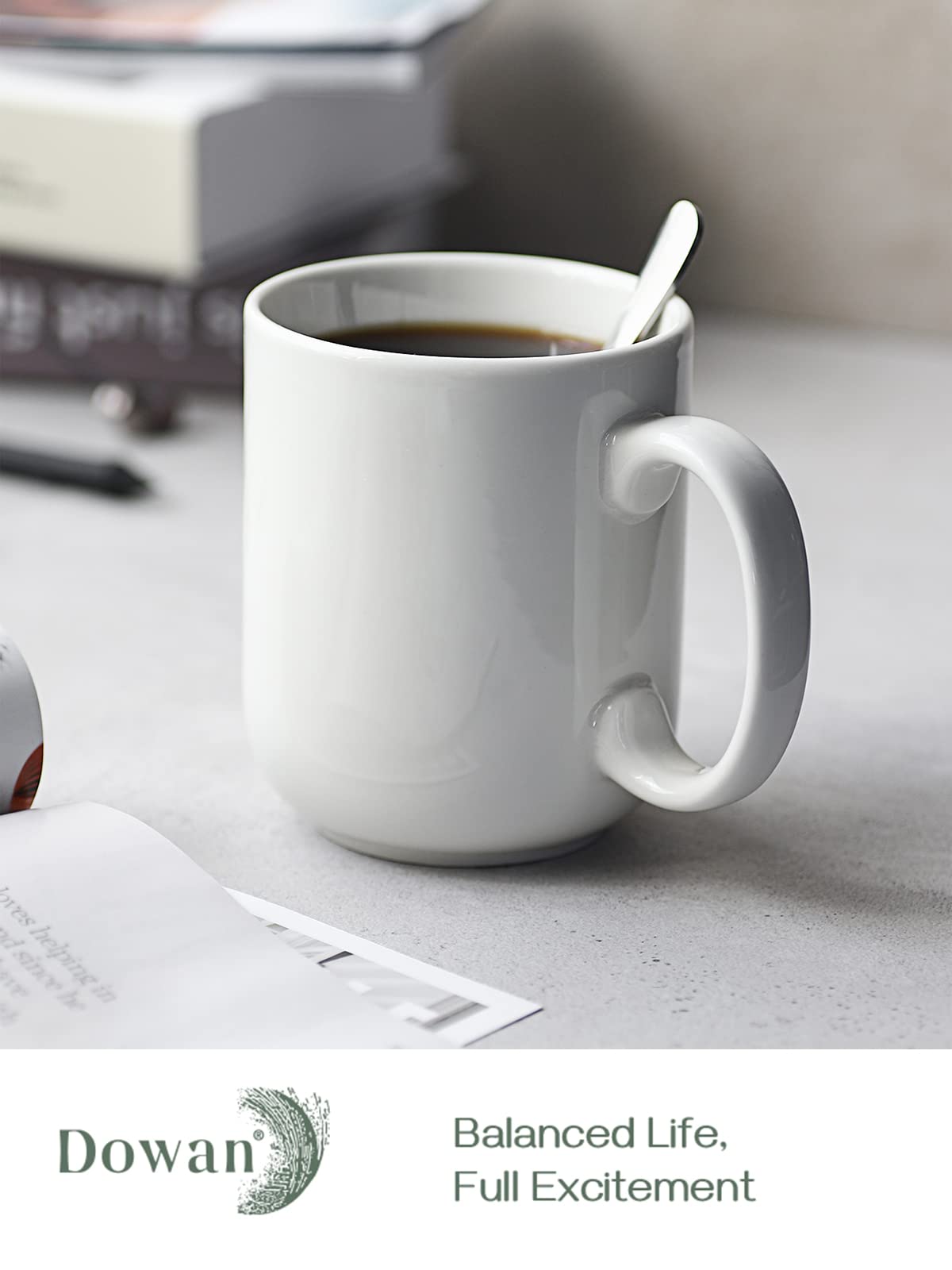 DOWAN 20 Oz Coffee Mugs with Large Handle, Ceramic Large White Mugs, Set of 6 White Coffee Mugs, Large Cup for Coffee, Tea, Hot Cocoa, Appreciation Father's Day Gifts, Dishwasher and Microwave Safe