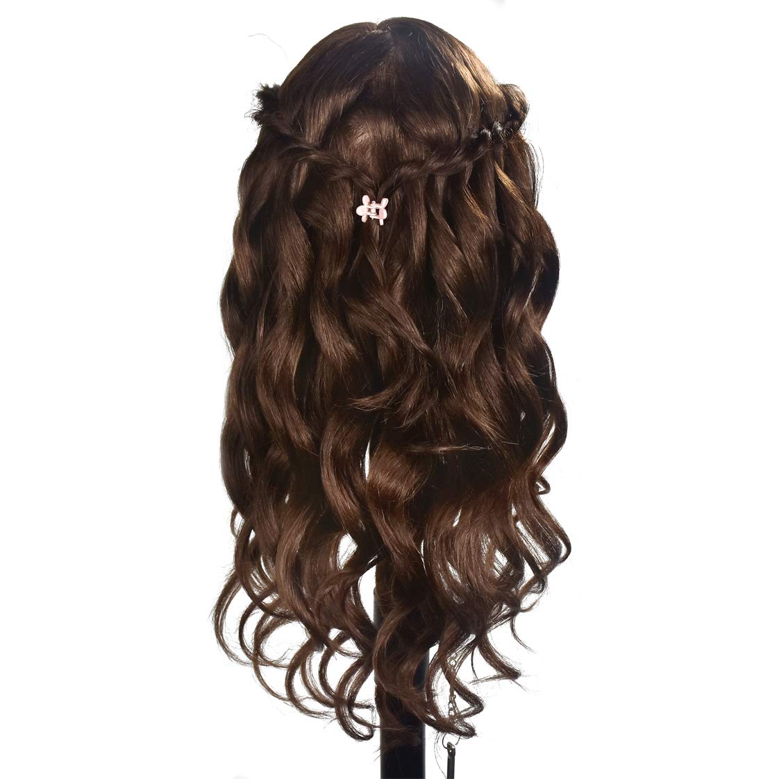 20" -22" Training Head with Human Hair Mannequin Head Manikin Doll Head for Brading Hair Hairdressing Hair Styling Head with Free Table Clamp