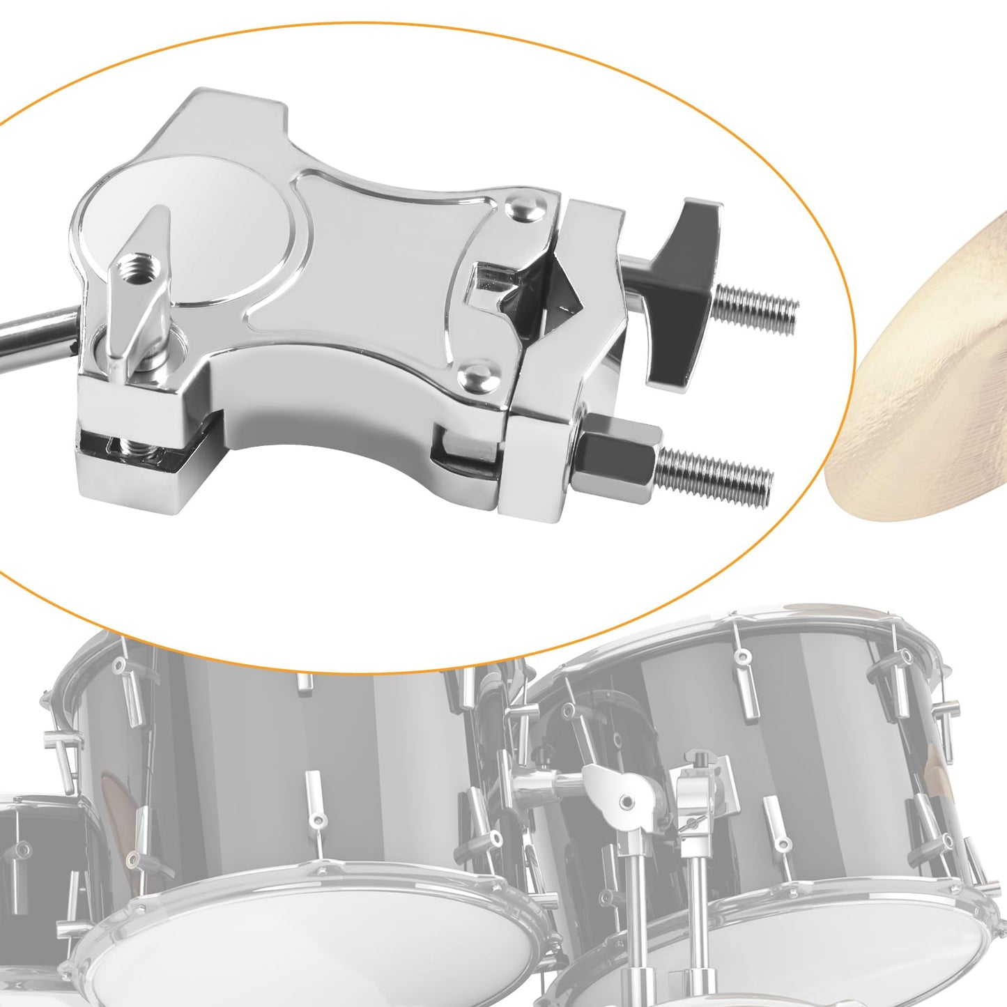 L-Rod Cowbells Cymbal Clamp, Zinc Alloy Tom Mounts for Drums Clamp, Percussion Mounting Bracket for Cowbells, Jam Blocks, Tambourines, Mini Timbales, and Electronic Pads to A Stand (L-Rod)