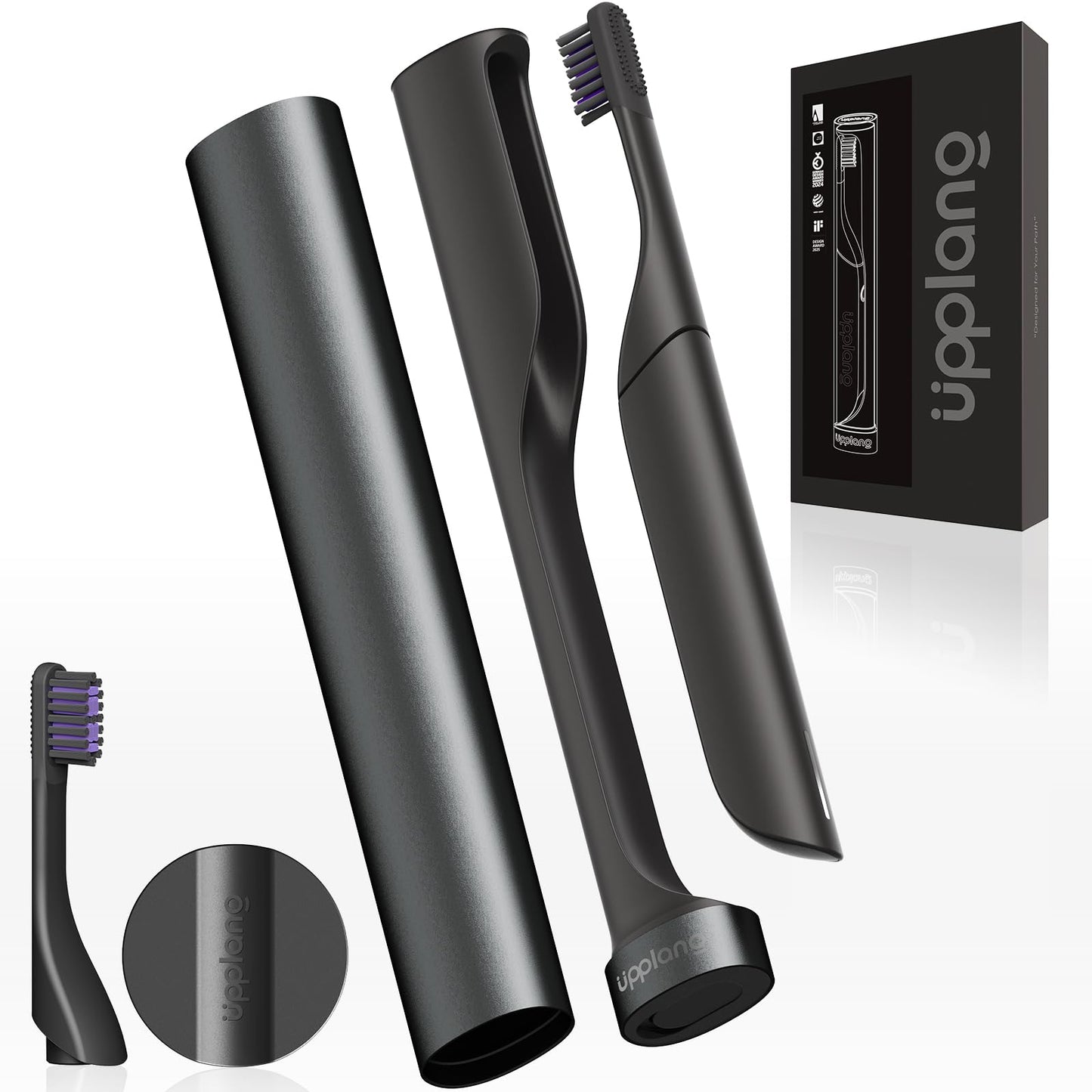 Electric Toothbrush, Portable Travel Sonic Toothbrush with Protective Case USB-C Rechargeable, Neutral Comfort Bristles, Waterproof, Smart Timer, Compact for Daily Use (Gray)