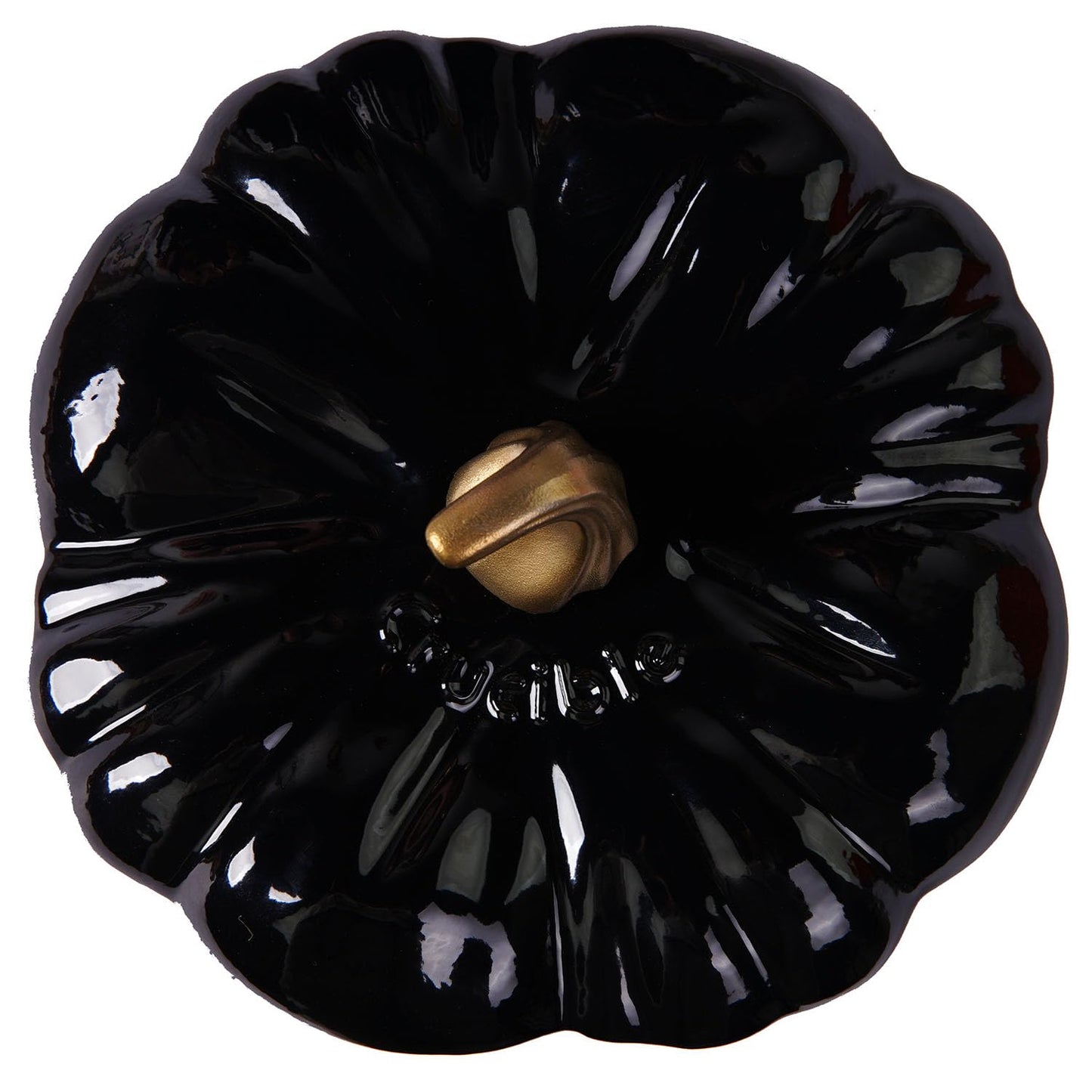Enameled Cast Iron Pumpkin Pot Dutch Oven Cocotte, Black, 2.32 qt (2.2 L)