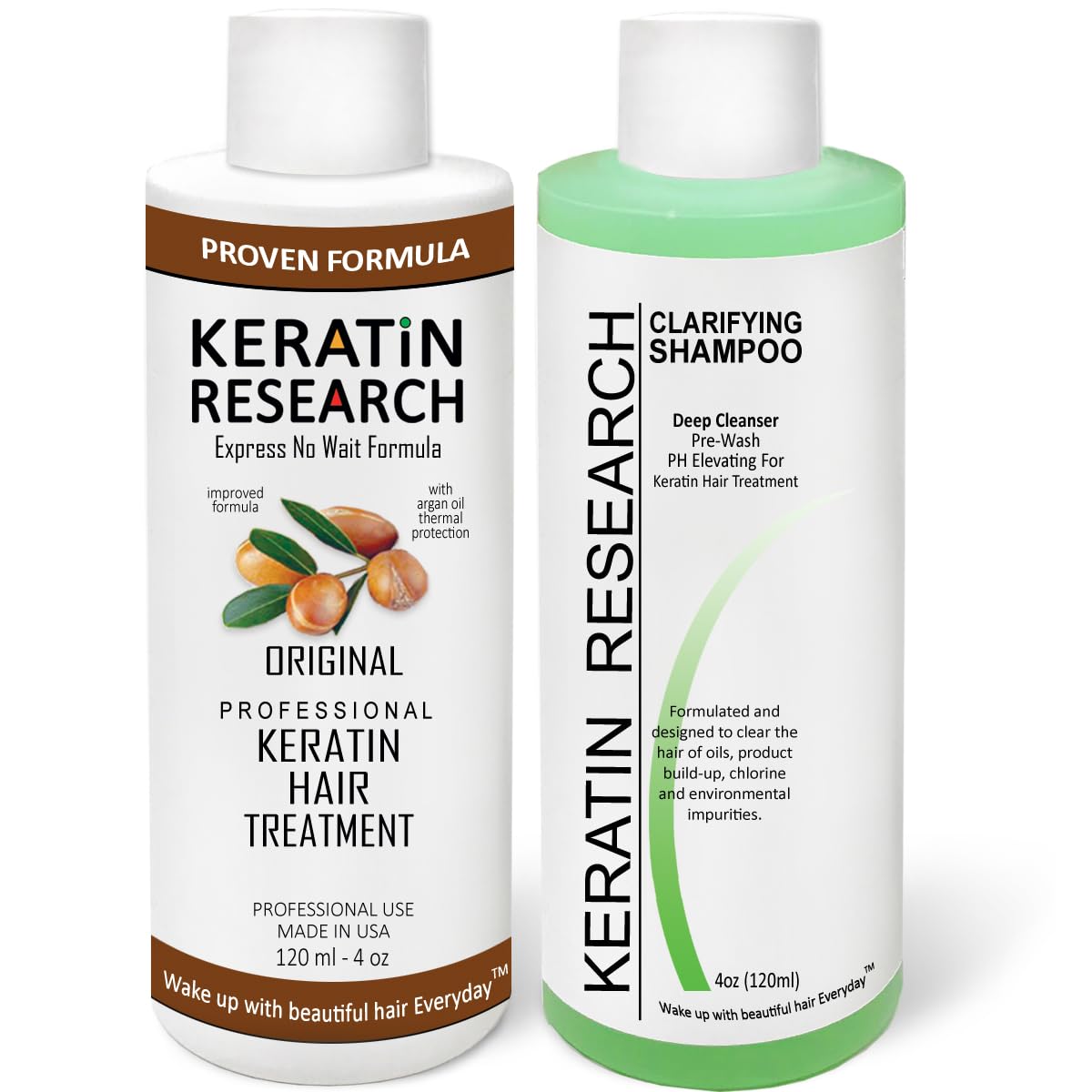 Keratin Research Brazilian Keratin Hair Treatment Straightening Long Lasting Organic Natural Results Complex Blowout containing Argan Oil Collagen Filler Proteins Keratina Brasilera (120ml x2 set)