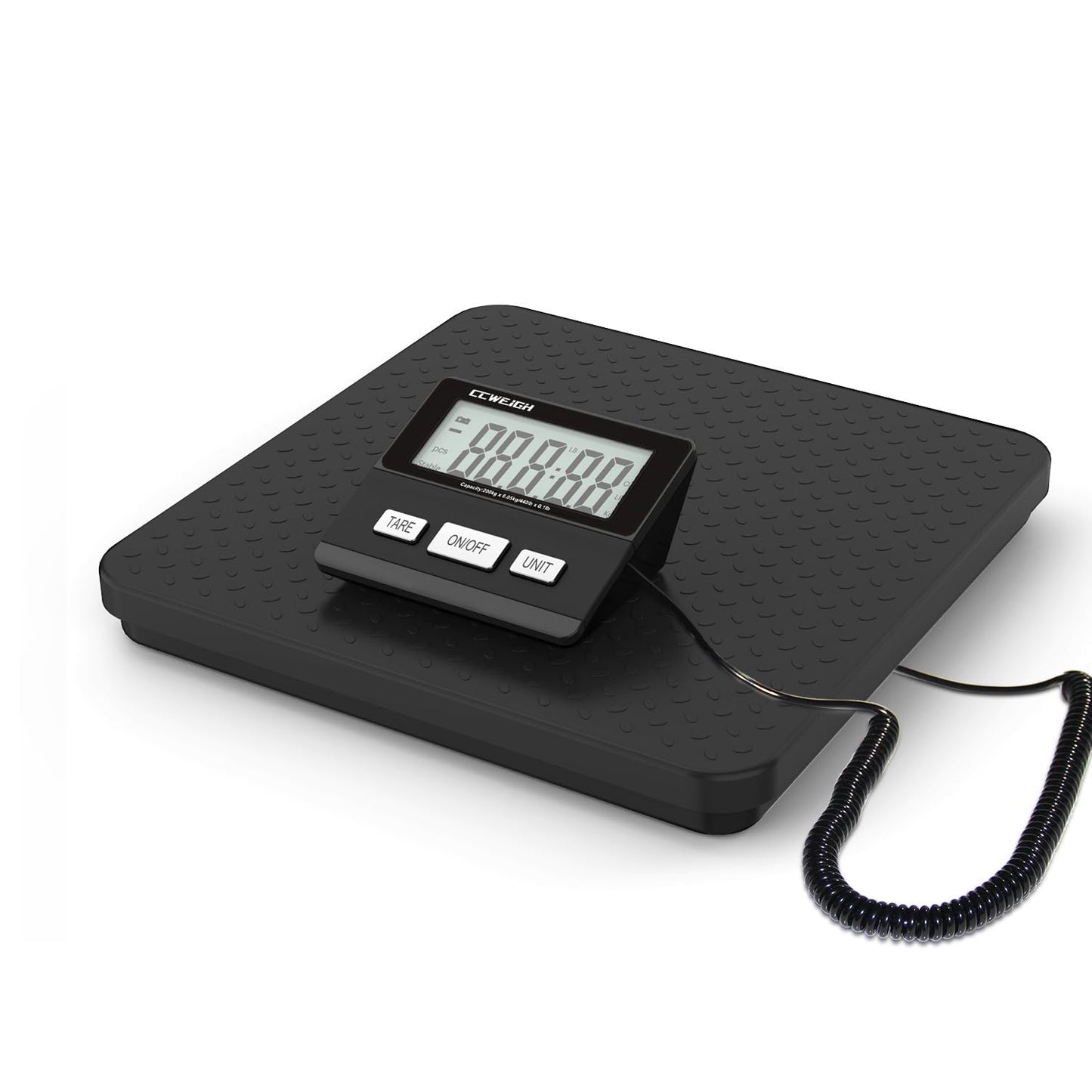 CCweigh Digital Shipping Scale with LCD Display, 440lb x 1.76oz Precision, for Packages Luggage Parcels, Home & Small Business Use, Includes AC Adapter, Postal Scale