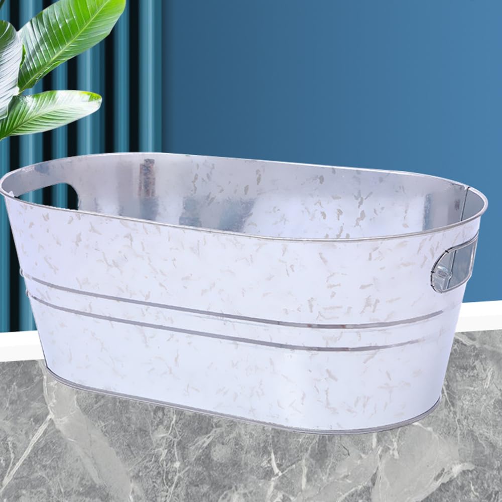 2 Pcs 4 Gallon Metal Beverage Ice Buckets,Galvanized Ice Buckets, Ice Bucket Set with Handles for Parties, Large Metal Drink for Beer, Wine, Cocktails & Outdoor Events