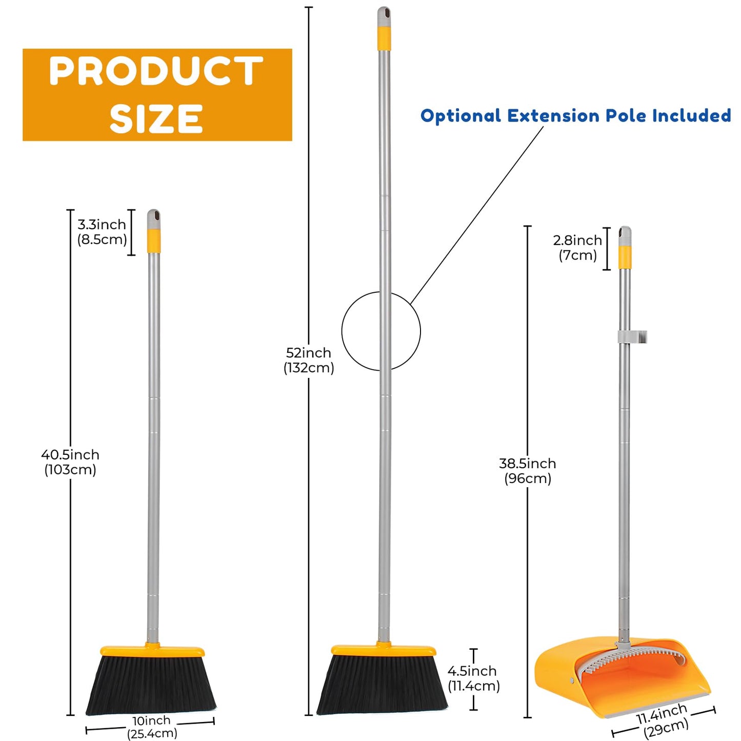 Yellow Broom and Dustpan Set