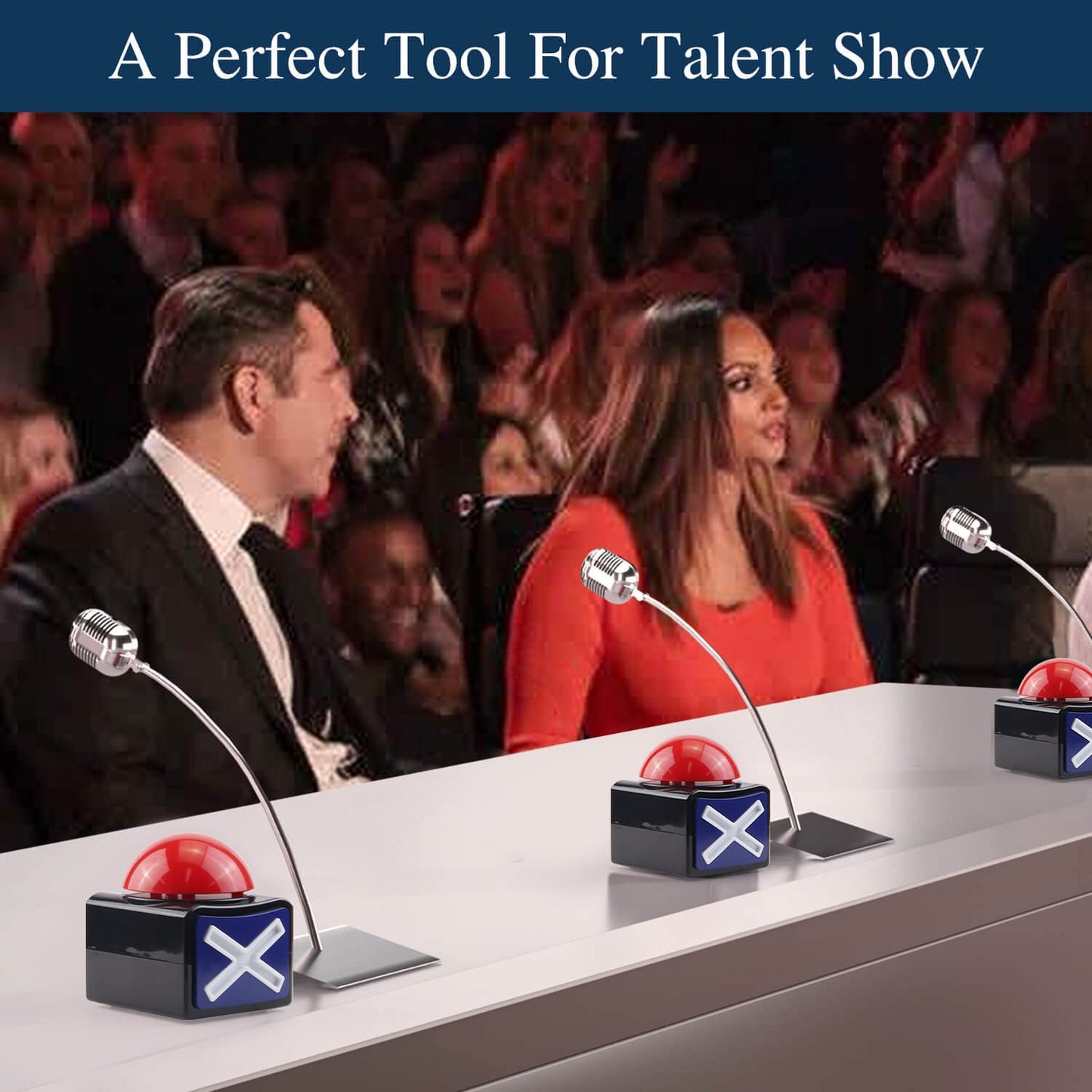 BEAN LIEVE 4Pack Game Buzzer With Lights and Sound - Trivia Quiz Got Talent Button for Game Show and Classroom, Red