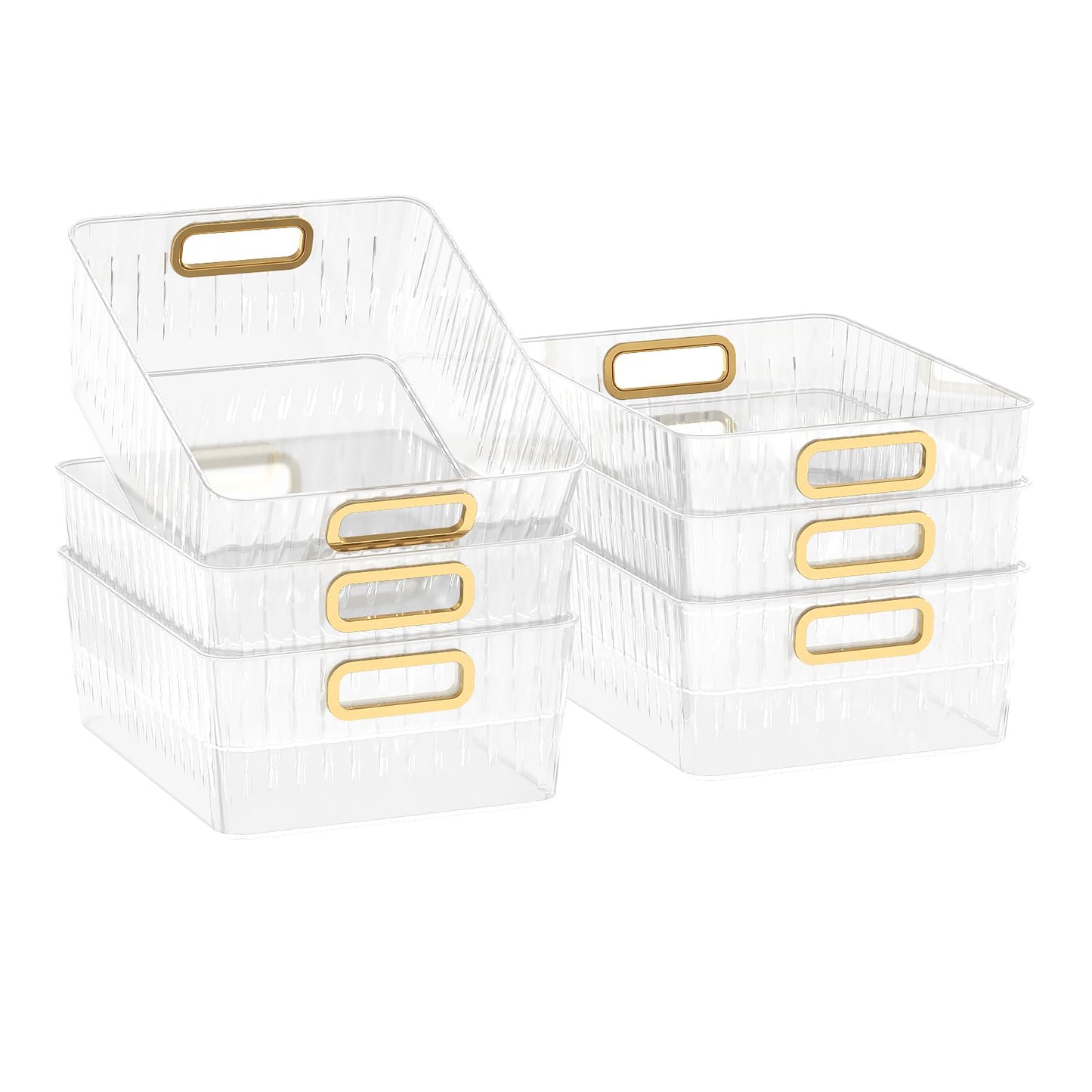 Kekow 6-Pack Clear Plastic Pantry Organizer Bin, Kitchen Storage Bins Pantry