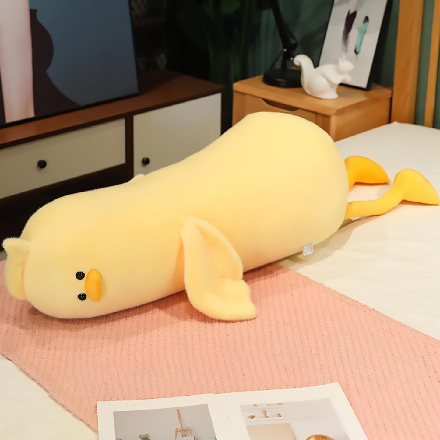 PEACH CAT Long Duck Plush Pillow Cute Duck Stuffed Animal Toy Gift for Girls Boys Yellow 32.2"