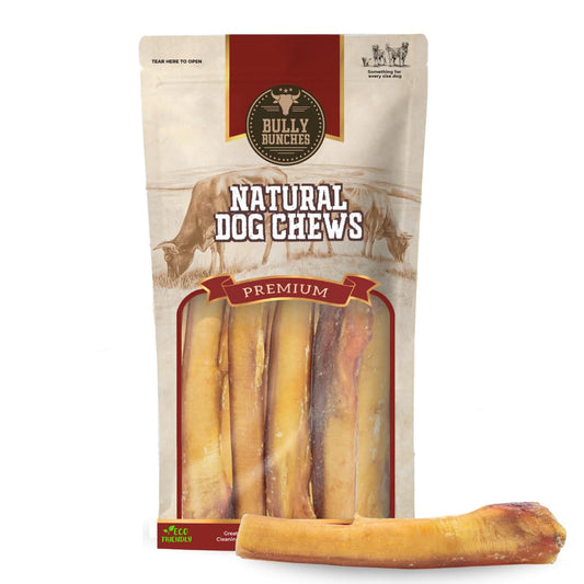 Bully Bunches Premium 6 Inch Monster Odour-Free Bully Sticks for Medium & Large Dogs - Long Lasting Chew Bones - All Natural & Single Ingredient, 100% Beef Dog Treat, Rawhide Alternative (8 Pk)