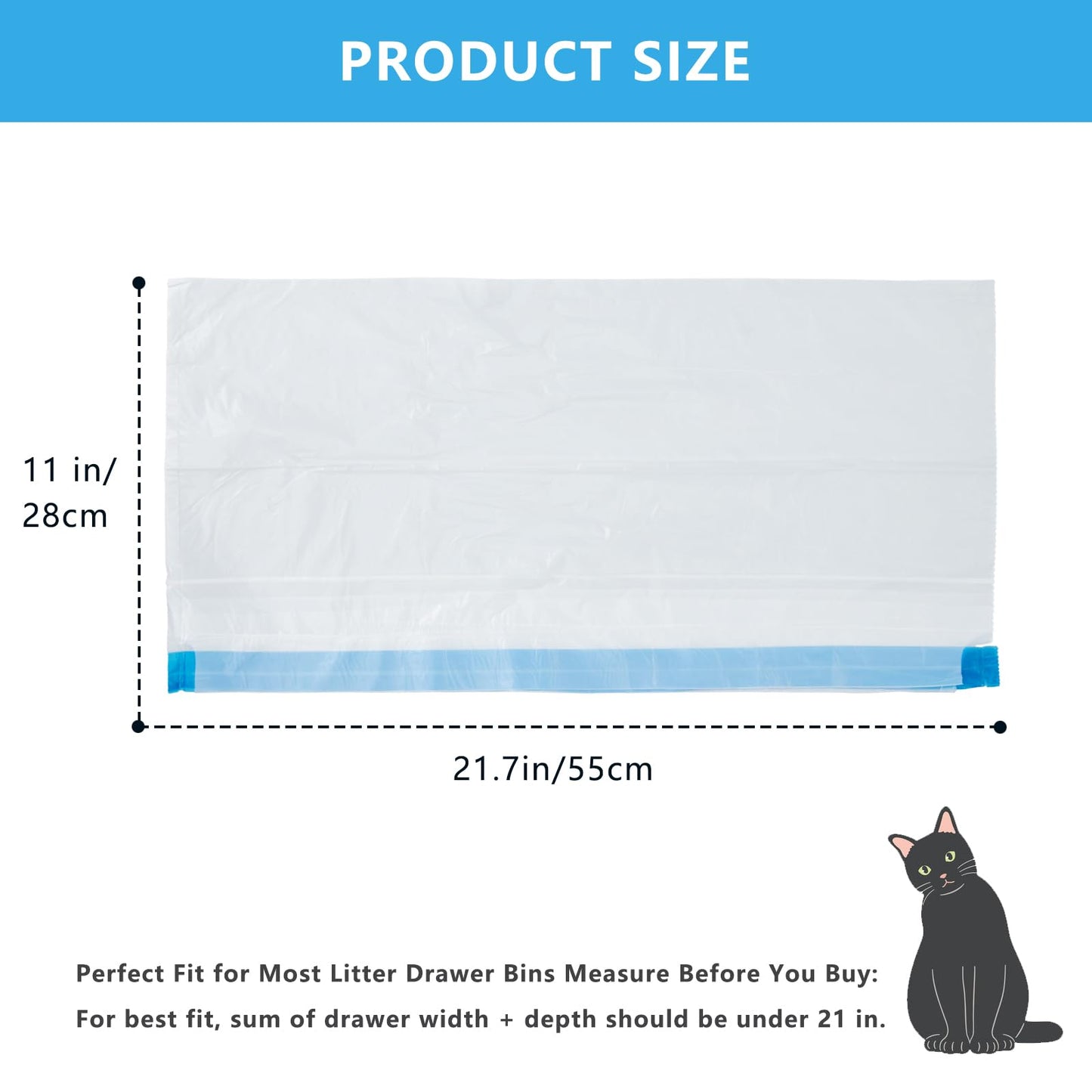 Coziley Replacement Waste Bags for Self Cleaning Litter Box, Heavy-Duty Dual Drawstring Trash Bags, 21.7"x11", Leak & Tear-Resistant, Trash Bags for Cat Litter Box Drawers, 6 Rolls (120 Bags)