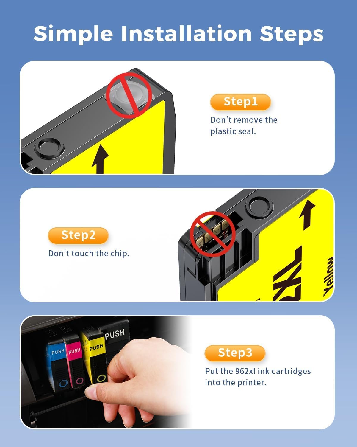 962XL Ink Cartridges for HP Printers Compatible Replacement for HP 962XL Ink Cartridges Combo Pack to Work for HP Officejet Pro 9015 9010 9018 9020 9022 9025 Printer (High Yield, 4 Pack)