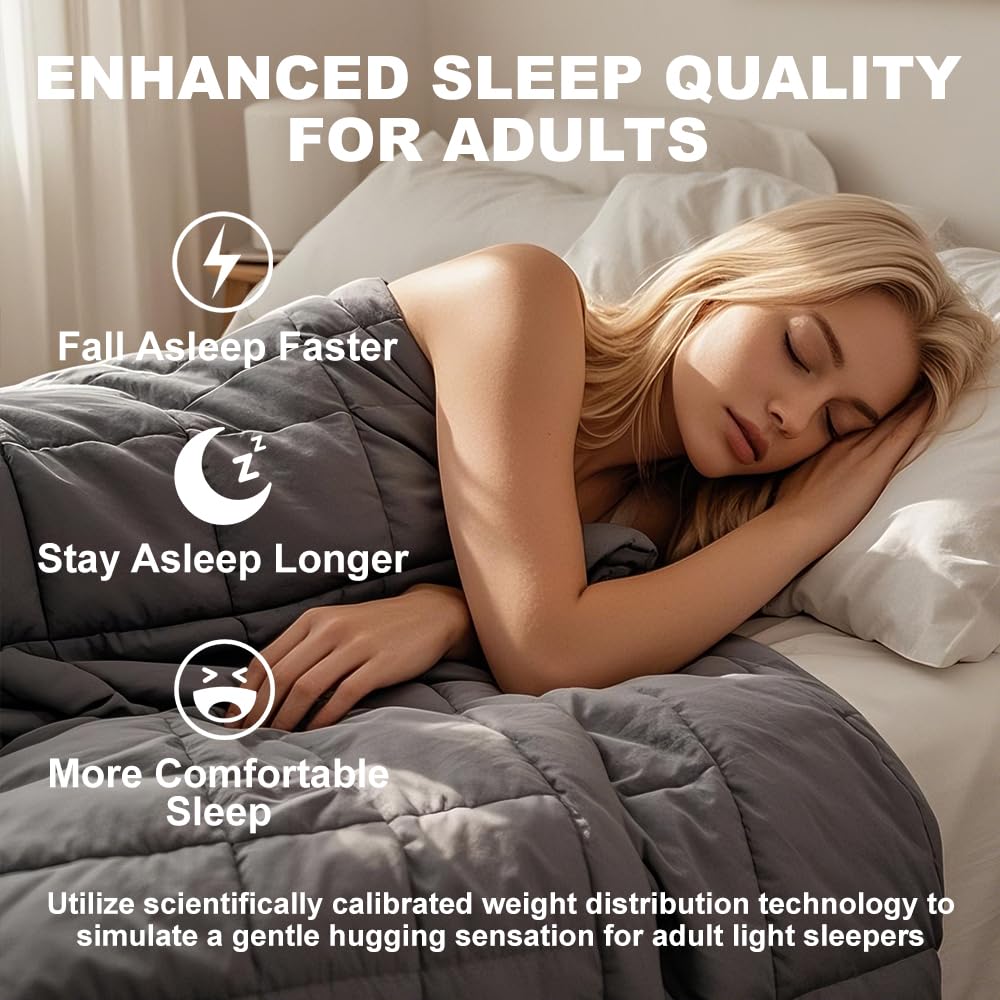 CZZZ Cooling Weighted Blanket 15 lbs - 48"x72" with Glass Beads for Adults, Full Double Twin Size Bed Soft Breathable Washable Heavy Blanket