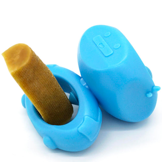 BoniVet Yak Chew Holder for Dogs, Large Bone Holder, Prevent Choking Safety Device (Blue)