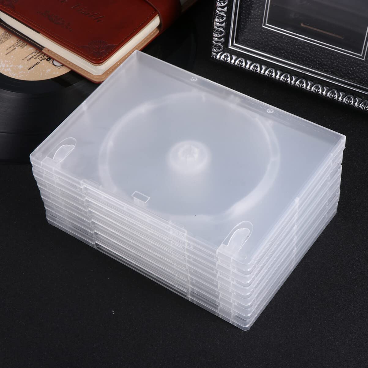 Hemobllo 6-Pack Clear CD/DVD Storage Cases 19x13.5x1.4 cm PP – Holds 15 Discs Each, Label Window for Quick ID, Slim Portable Organizer for Travel, Car & Home Media Libraries