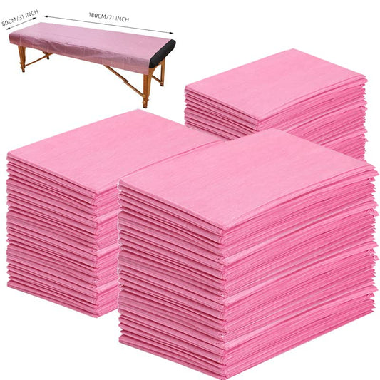150 PCS Massage Table Sheets Disposable Non Woven SPA Bed Cover Breathable Polypropylene Fabric 31" x 70" Thin, Not Waterproof (Pink)