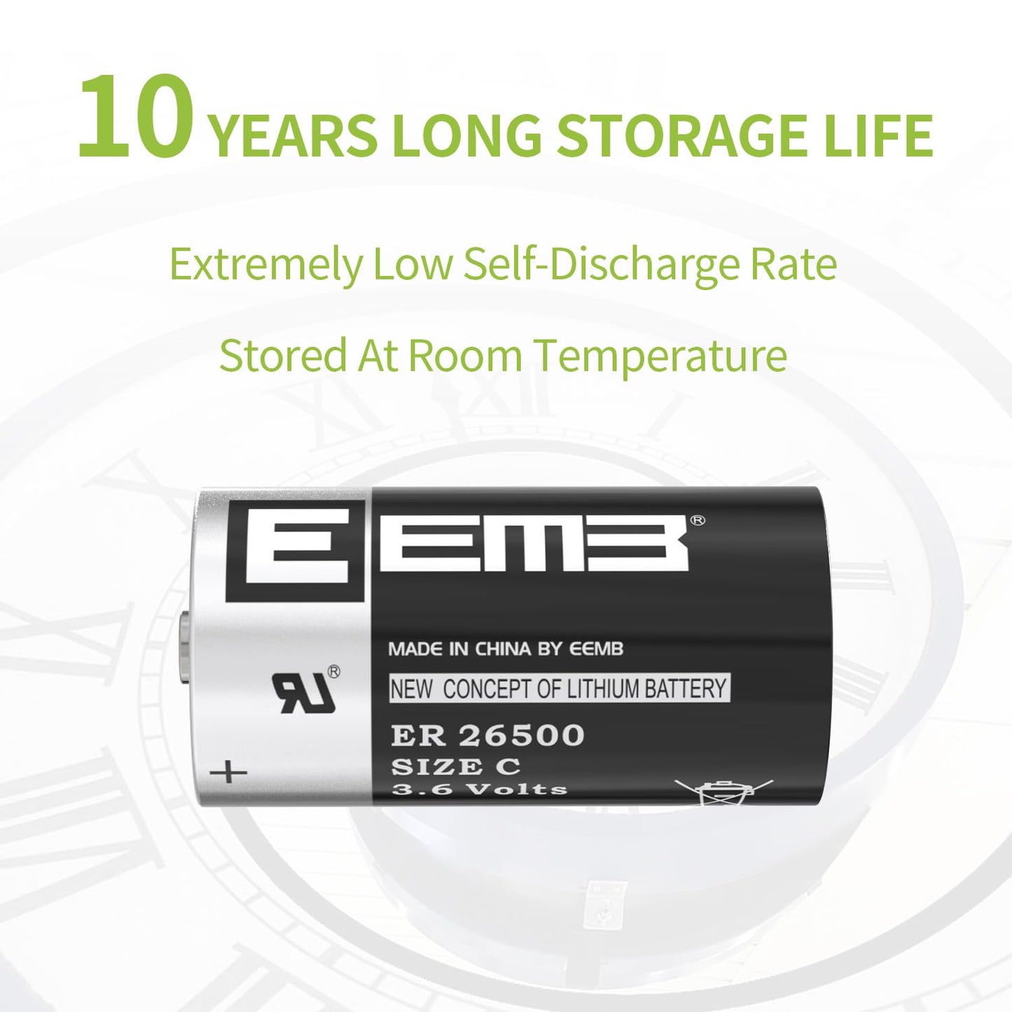 EEMB ER26500 C Size 3.6V 9000mAh Lithium Battery High Capacity Li-SOCL₂ Non-Rechargeable LS26500 SB-C01 TL-2200 for TPMS Automobile tire Pressure Monitor Smart Card Instrument Electricity Meter (4)
