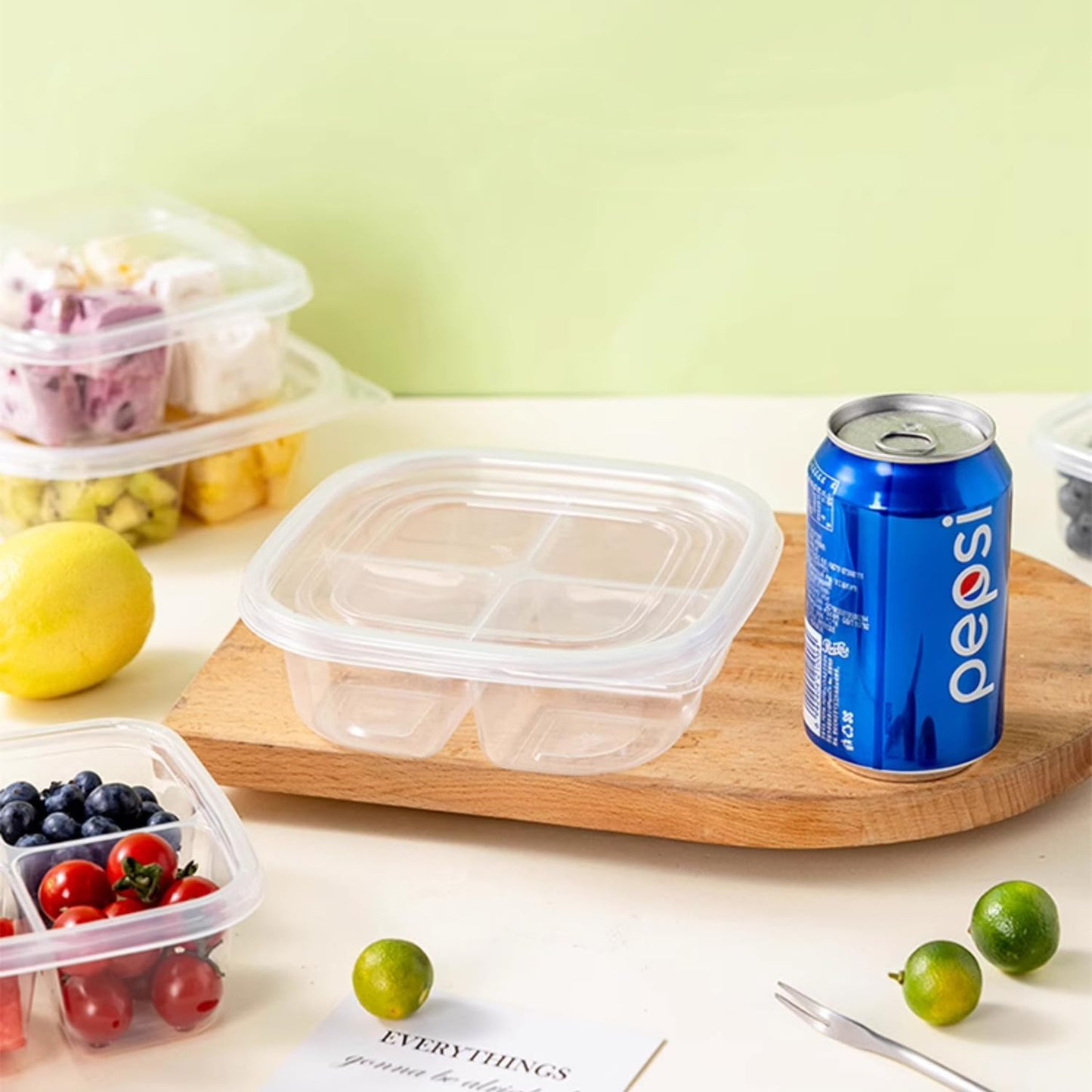 50 Pack Reusable Lunchable Containers with Lids, 4 Compartment Snack Containers Clear Plastic Snack Pack Container for Kids Adults Meal Prep, Food, Snacks, Lunch, Grab and Go